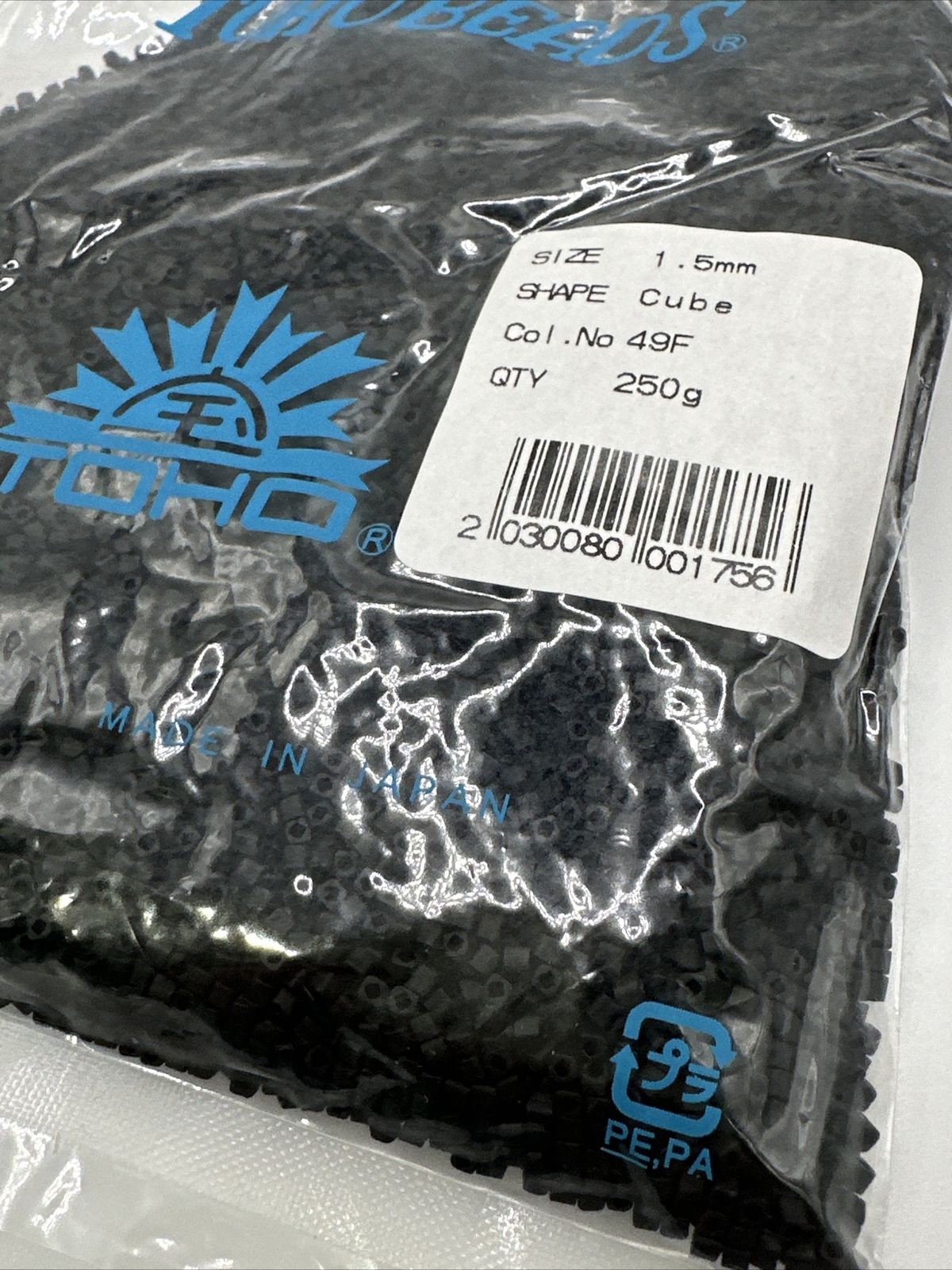 1.5mm TOHO Cube Opaque-Frosted Jet Seed Beads TC-01-49F 250g Package