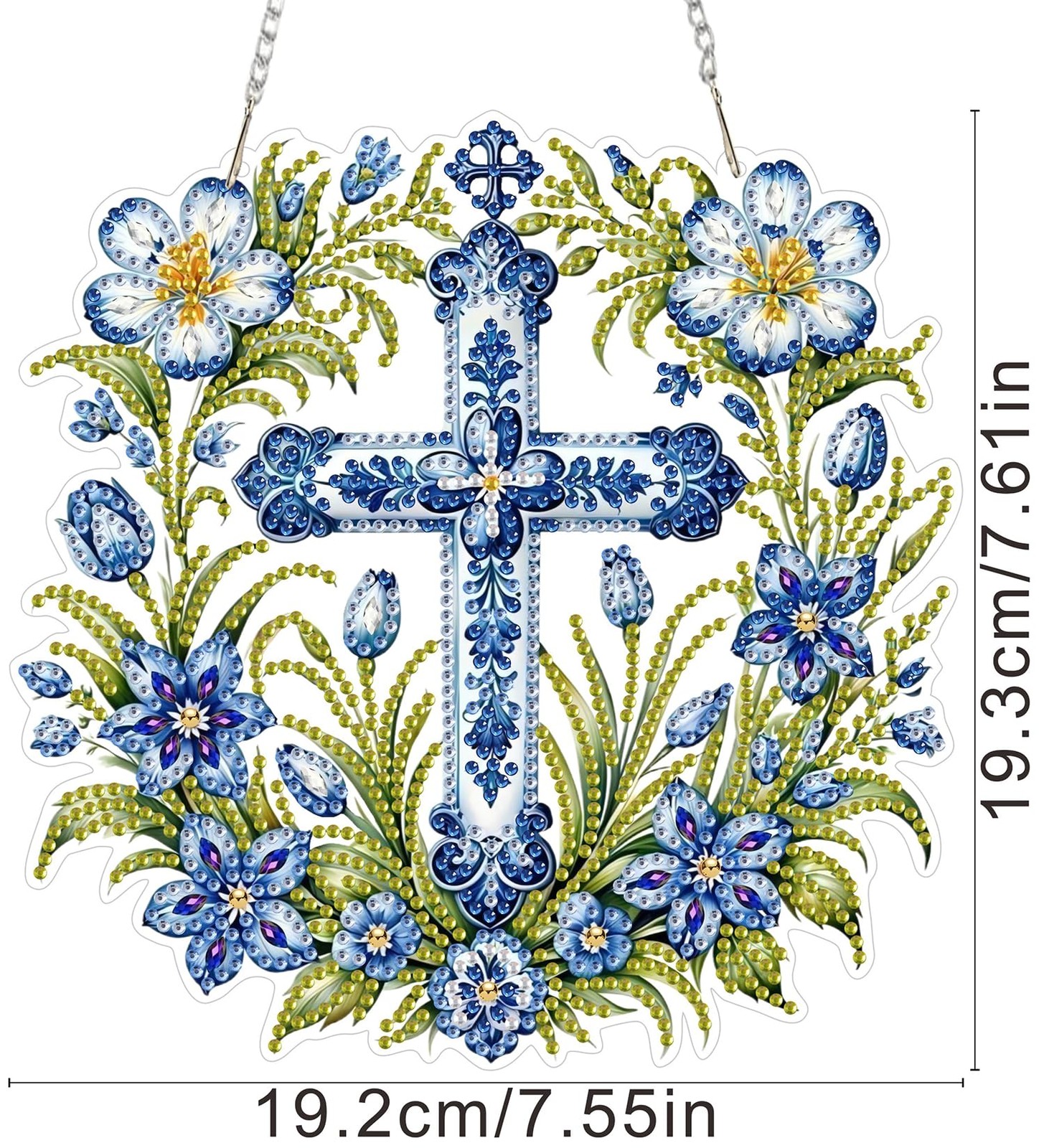 ZeeLionArt Hanging Diamonds Art kit for Adult,Cross Flowers Pendant DP02451