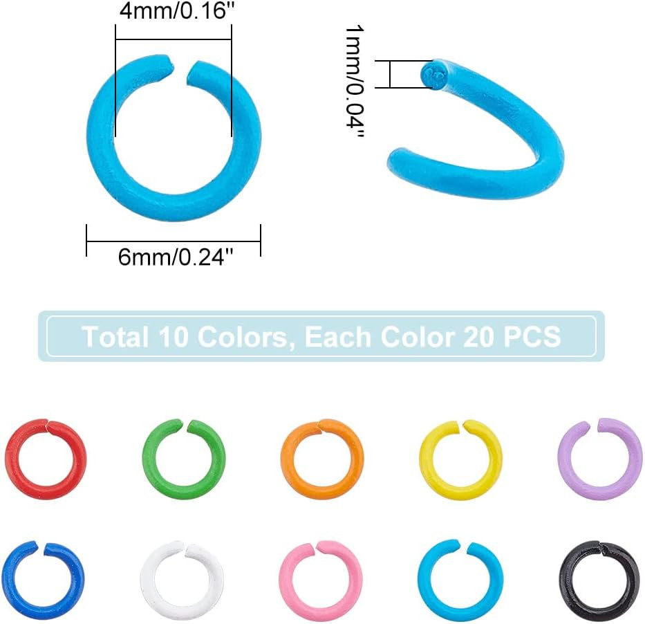 200pcs 6mm Colored Jump Rings 10 Colors Open Jump Rings O Ring Connectors 18 …