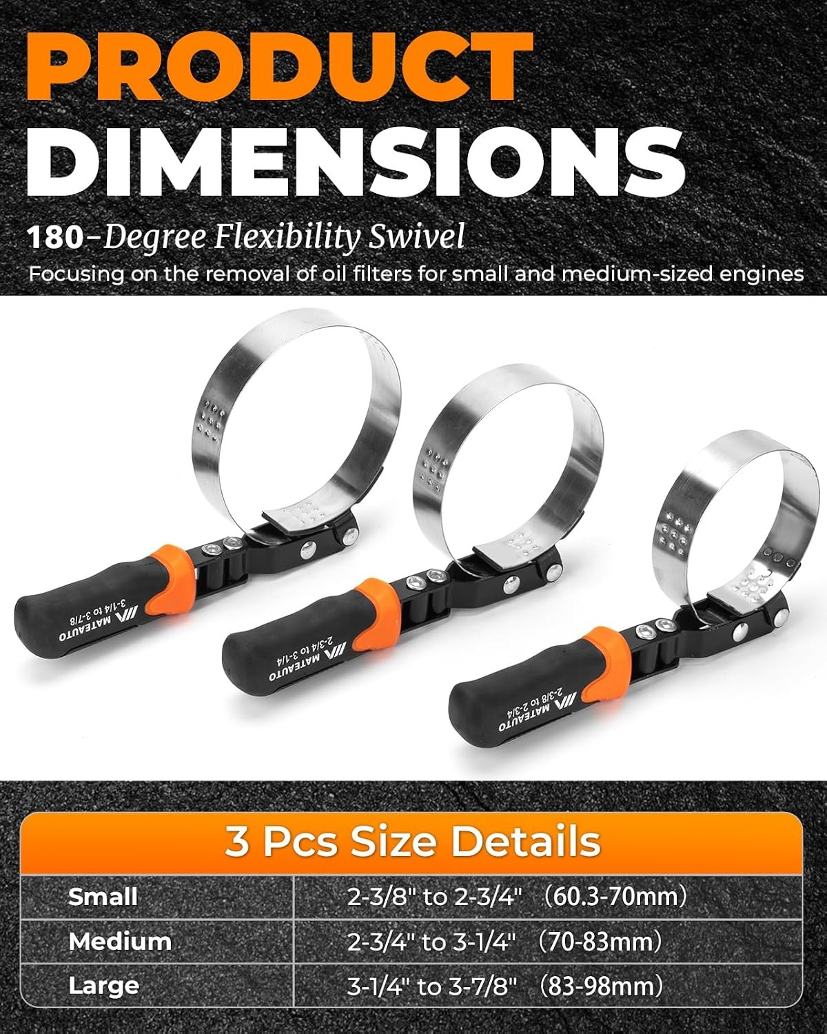 11-Piece Oil Filter Wrench Set with Storage Case – 12″ Adjustable Oil Filter Pli