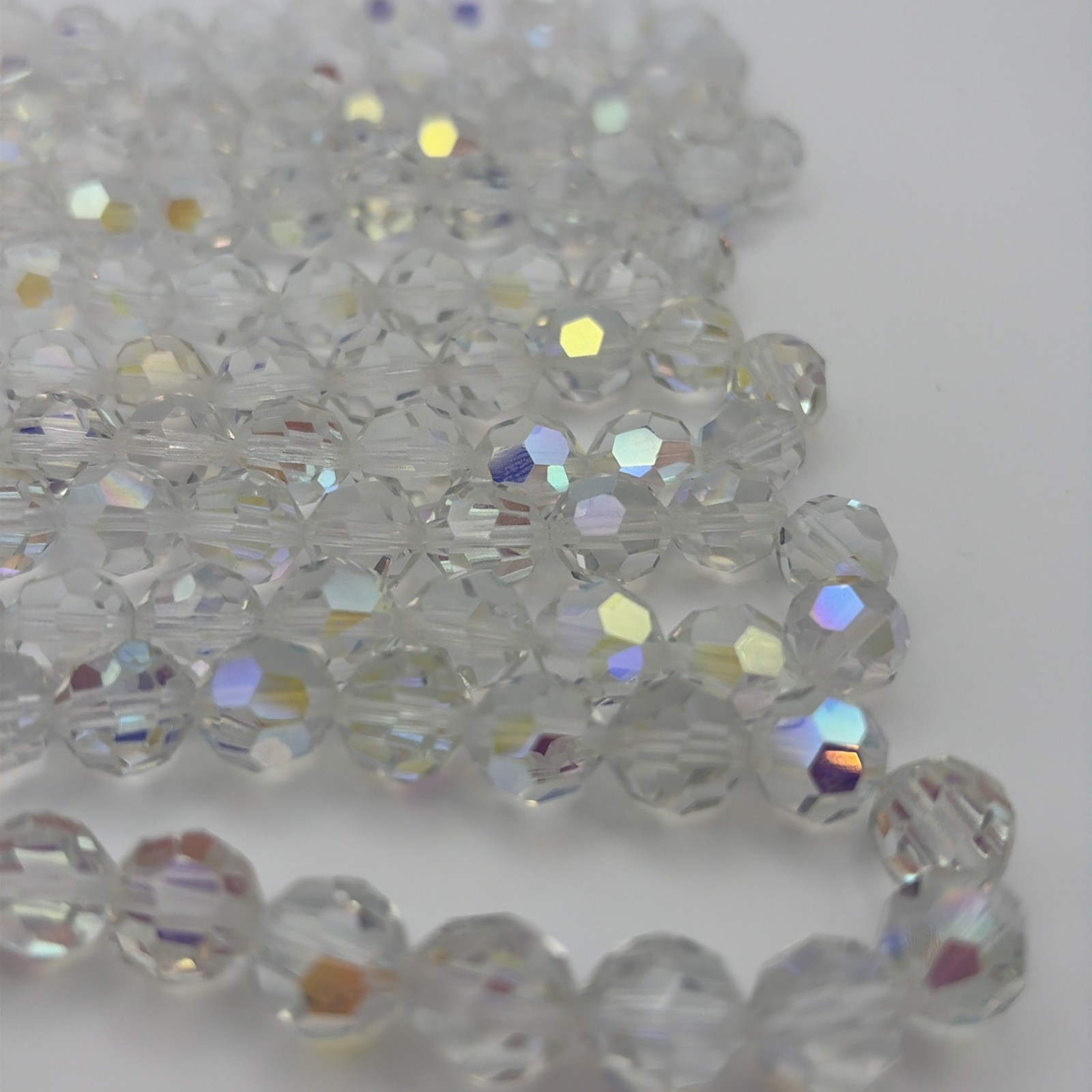 Pre-WWII Crystal Faceted Beads Lot of 180 Vintage Czech Aurora Borealis Glass