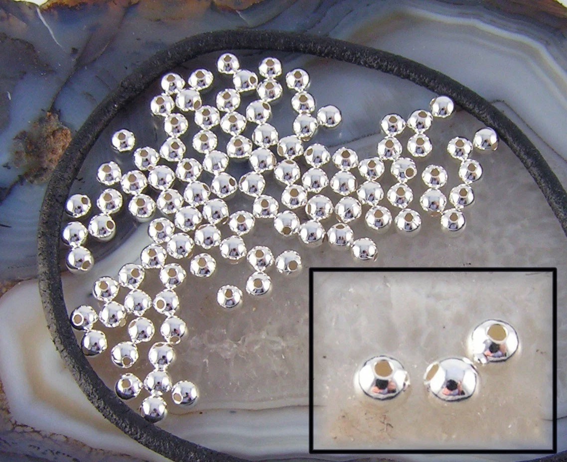 STERLING SILVER Round Beads 2mm 925 Seamless 100 pieces