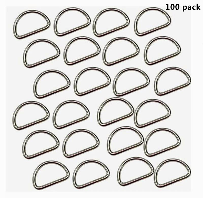 Metal Silver D Ring, 1 inch D Ring Heavy Duty Nickel plated (100 pack)
