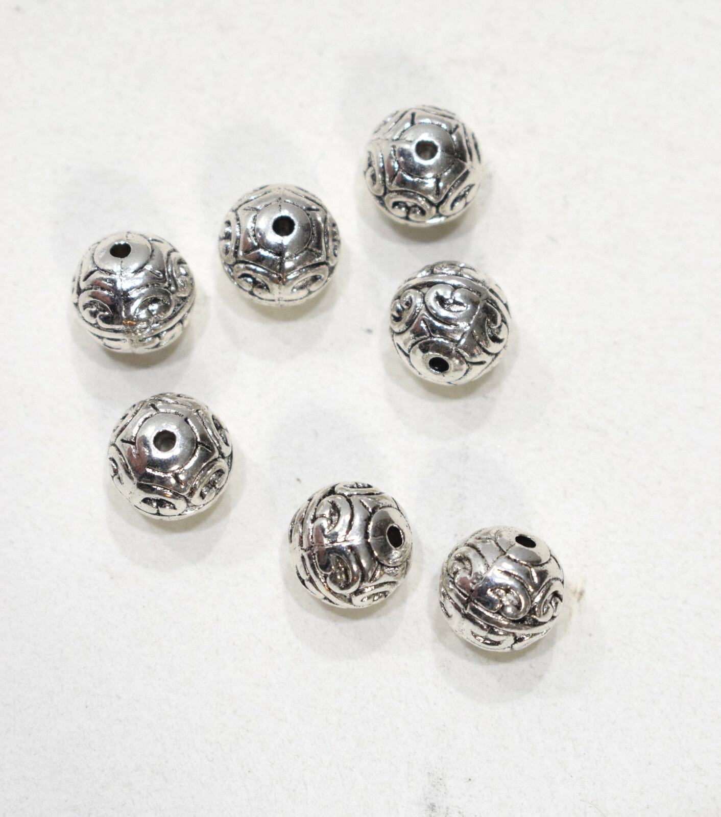 Beads Chinese Silver Etched Round Beads 12mm