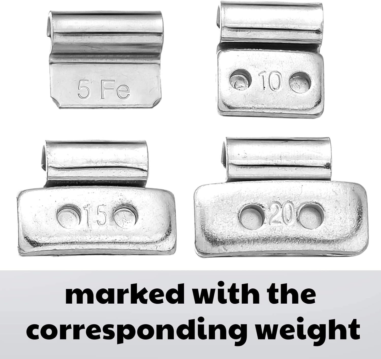 100 Pcs Wheel Weights Clip on Kit for Tire Balance, 5G, 10G, 15G, 20G Iron Clip