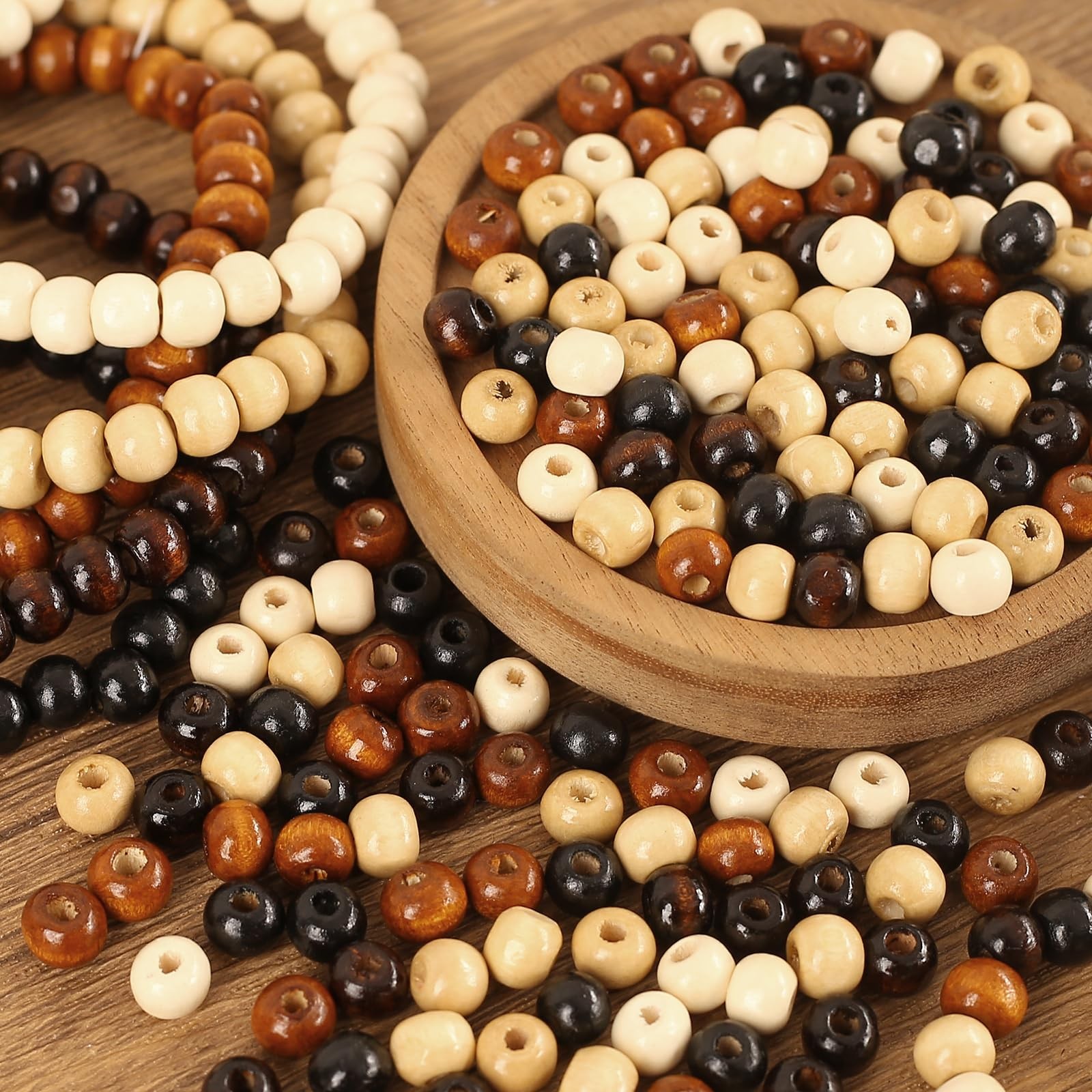 1000Pcs Natural Colors Wooden Beads Vintage Round Natural Brown Wooden Beads …