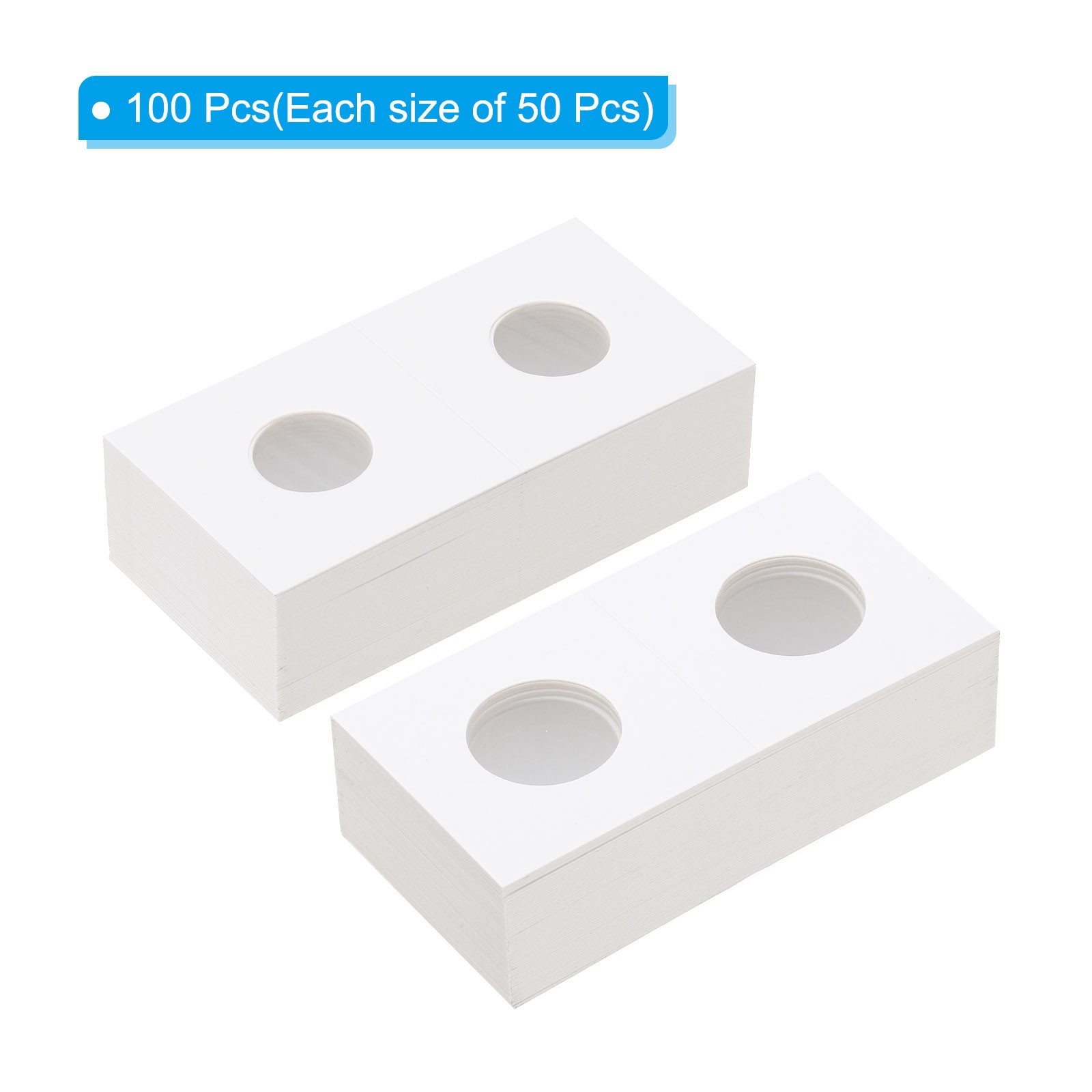 2×2 Coin Flips, 100pcs 20.5/25mm Cardboard Coin Holder Paper Coin Holders, White