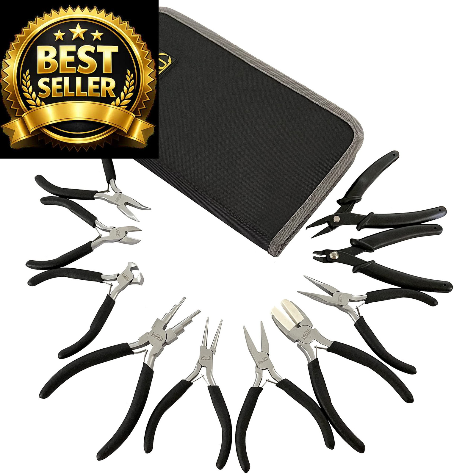 vouiu 10-Piece Jewelry Pliers Set Making Tools Black