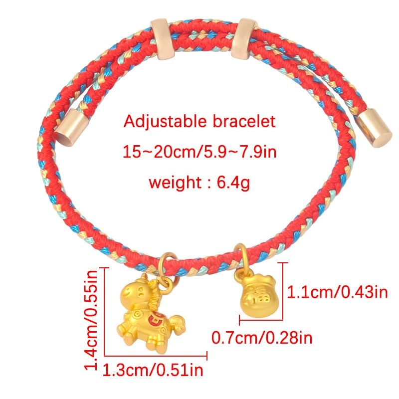 Year of the Horse Chinese Red String Bracelet, Adjustable Lucky Charm Brace – 01