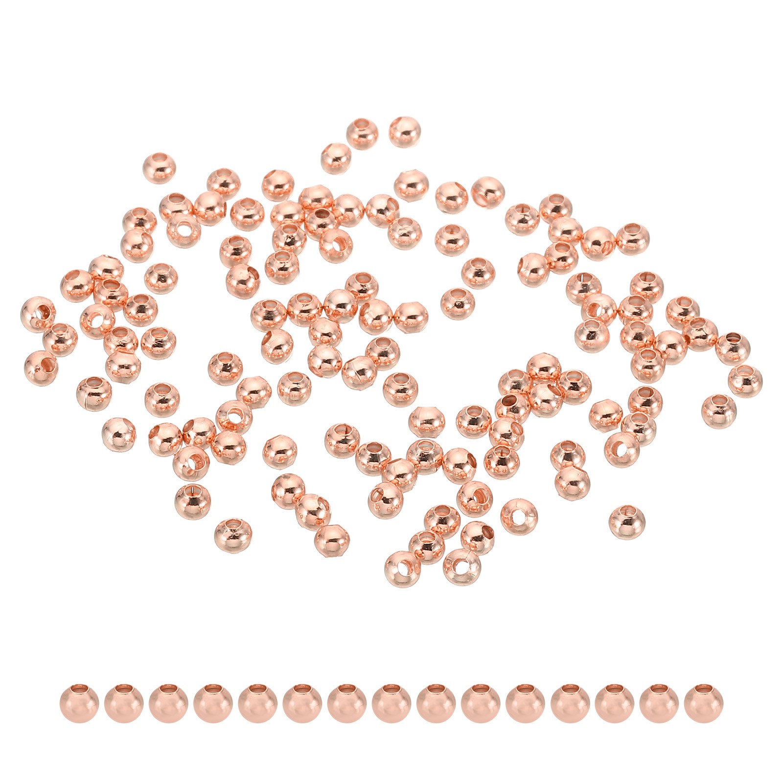 100PCS 3mm Gold Filled Spacer Beads for Jewelry Making Rose Gold