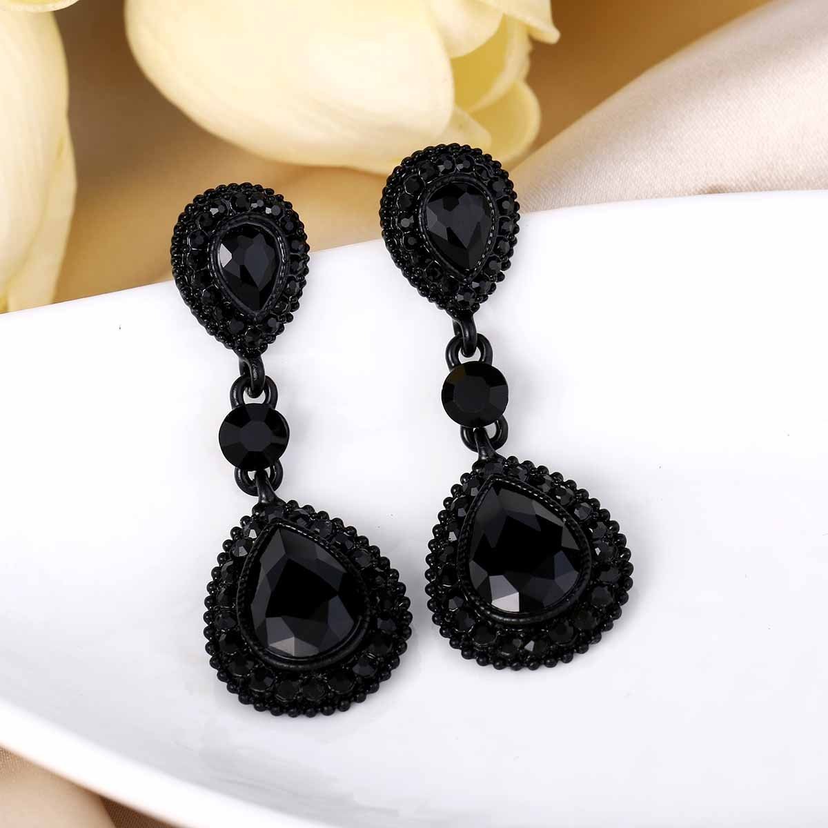 Wedding Bridal Dangle Earrings for Women Crystal Teardrop Infinity Figure 8 Jewe