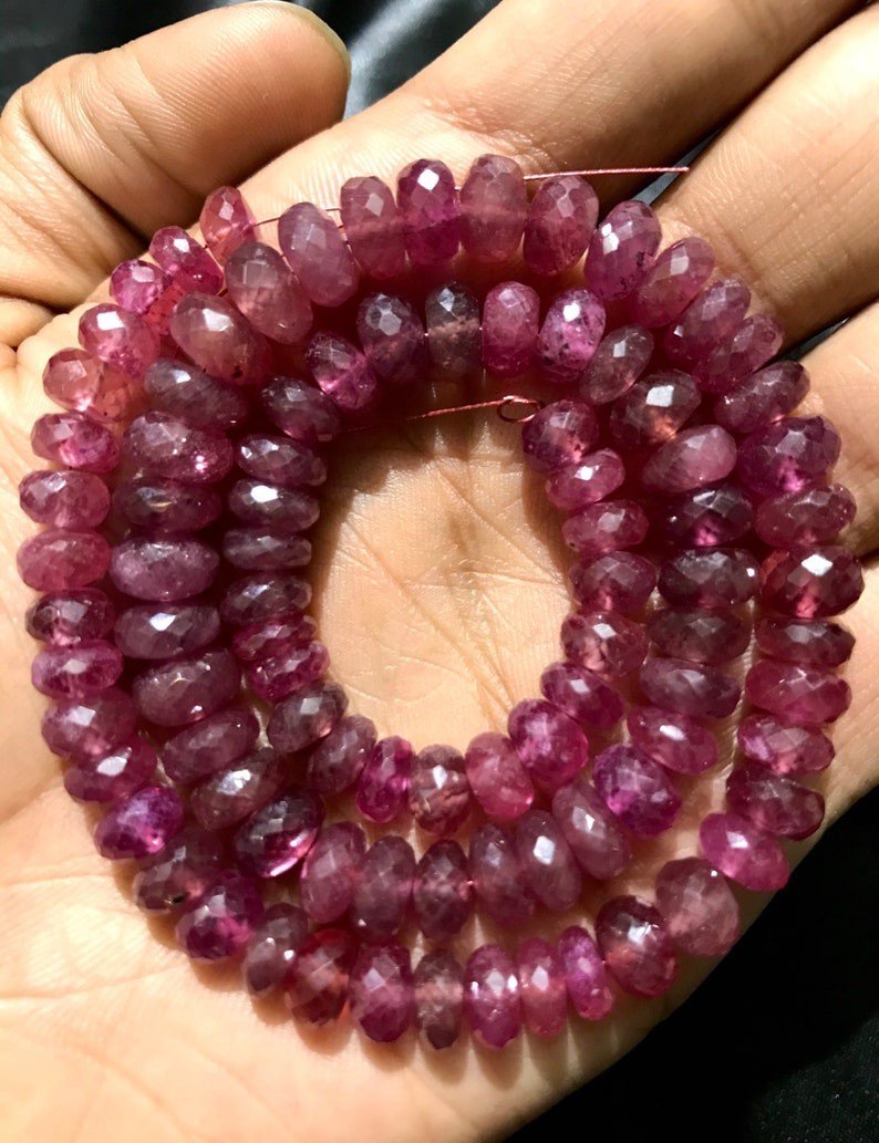 6-8 MM Natural Pink Ruby Faceted Rondelle Machine Cut Wholesale Gemstone Beads