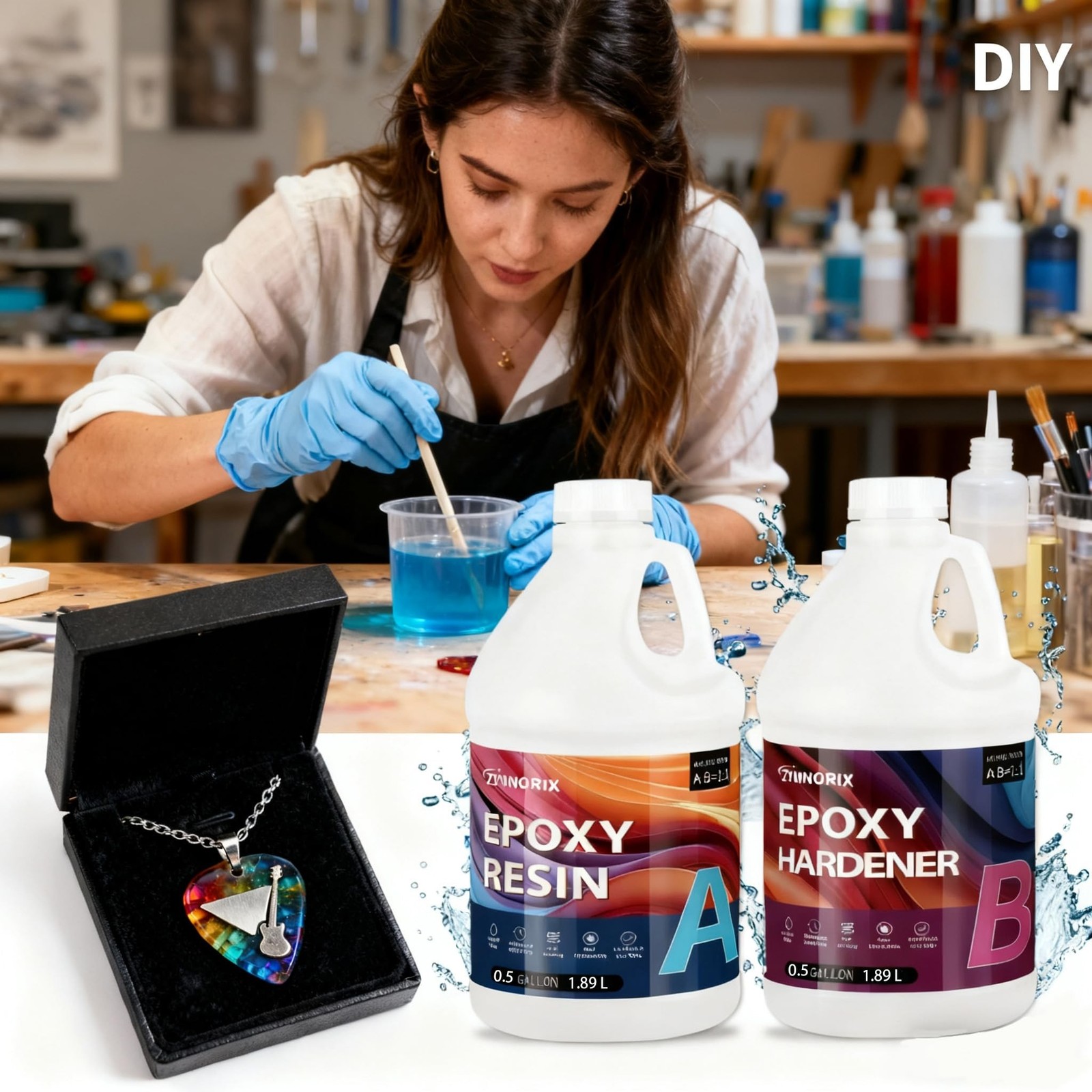 Resin Epoxy 1 Gallon,3×UV Resistant,Self Levefing, Best for DIY, Art, River