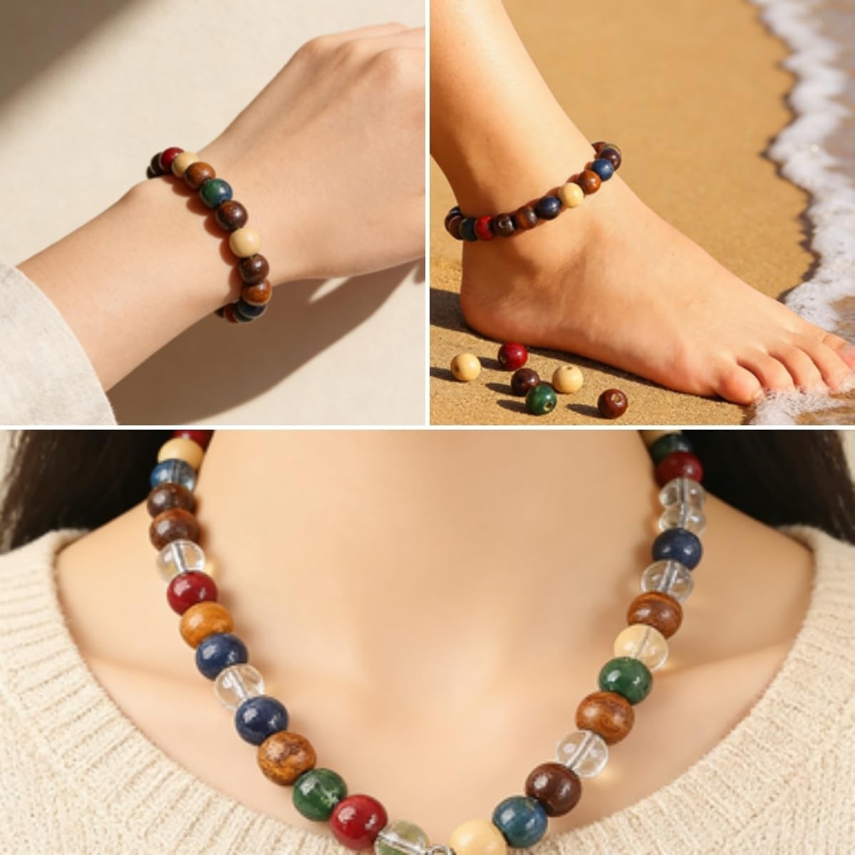 1000PCS Colorful Wooden Beads 8Mm Assorted Macrame Wooden Loose Spacer Bead Natu