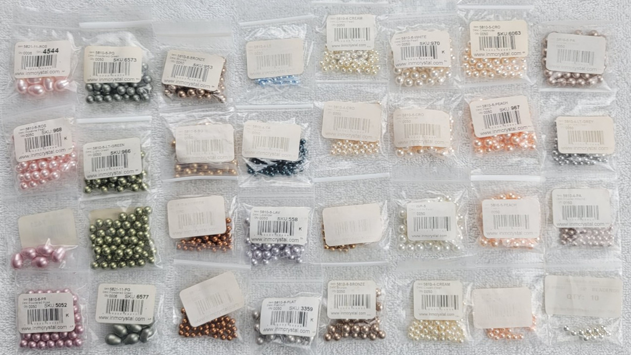 Crystal Pearl Bead Lot 32 bags 5810 5821 Rosaline Creamrose Platinum/Mixed Qty