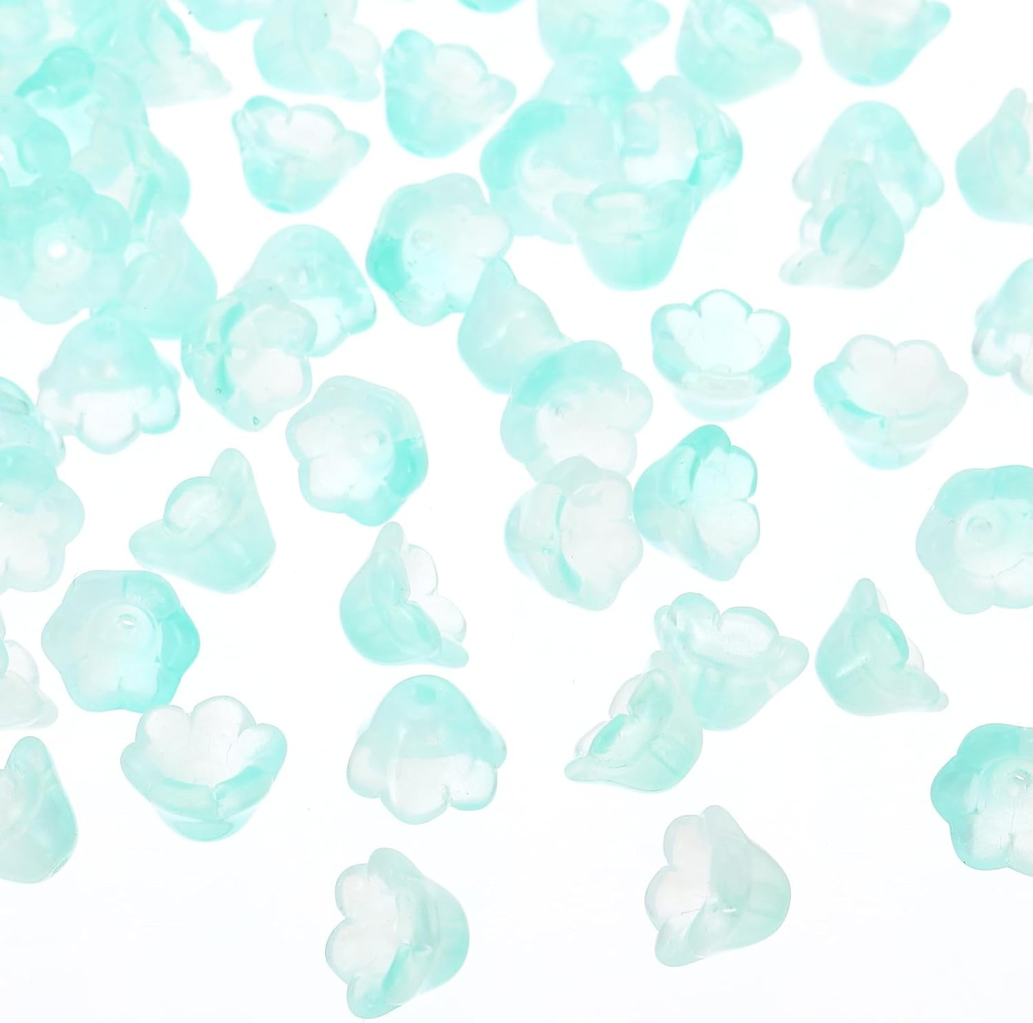 Glass Trumpet Flower Beads, 100 Pcs Gradient Flower Bead Charm for Jewelry Makin