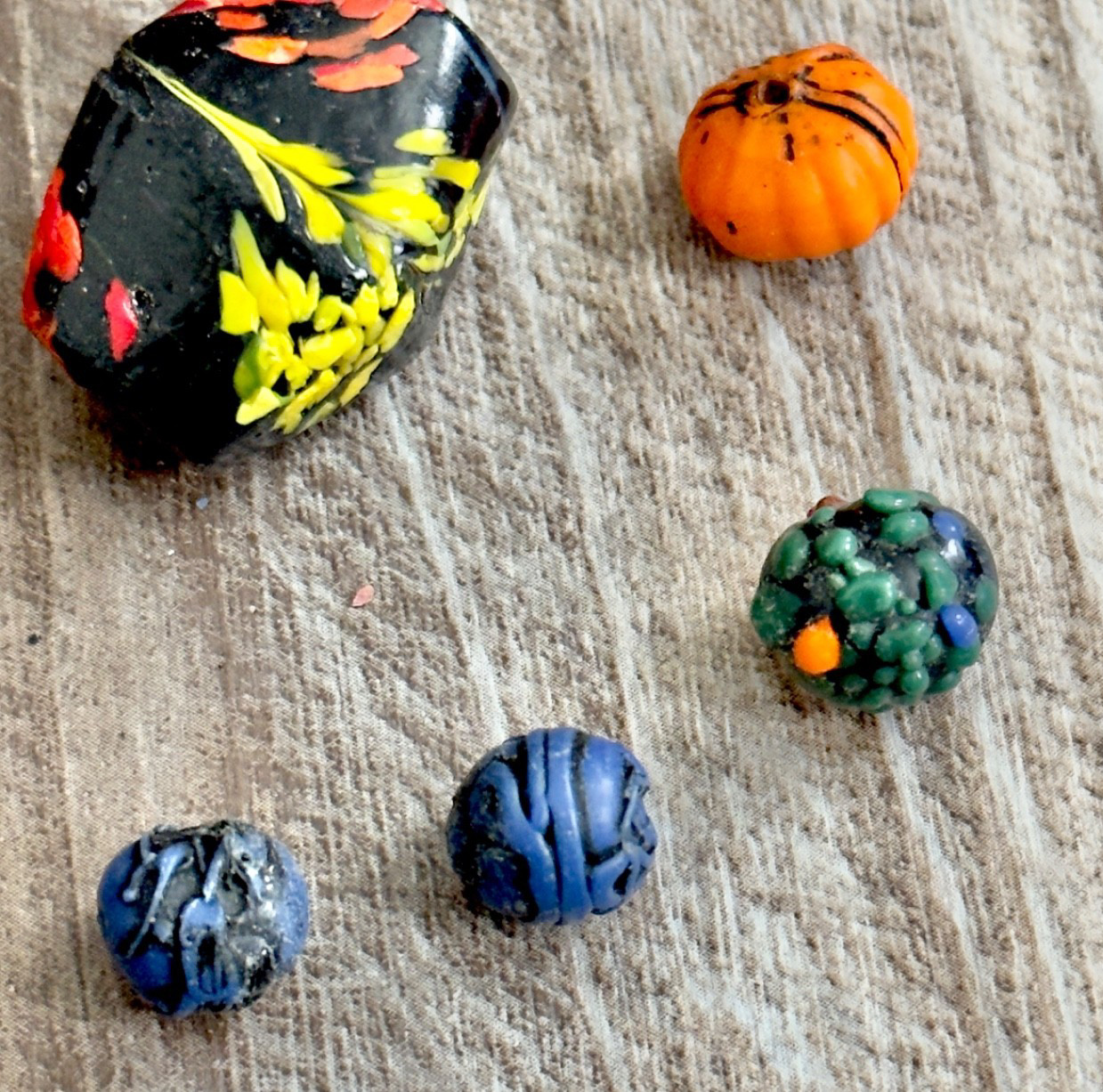 Artisan Handcrafted Glass Beads Multicolor Lot Imperfect