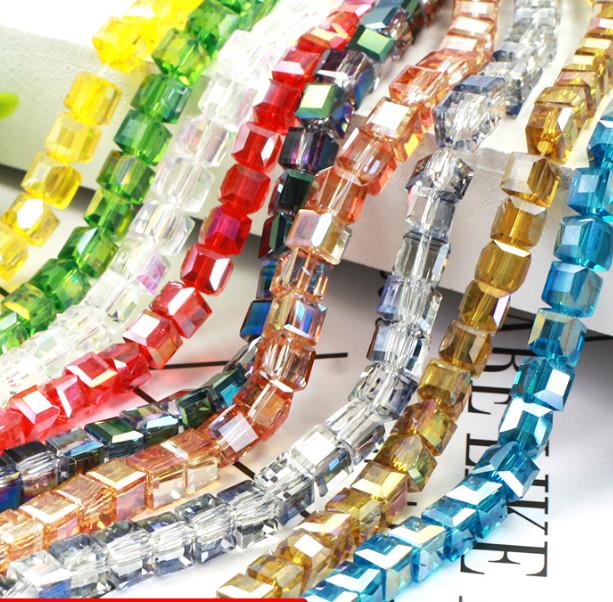4mm 6mm 8mm Square Crystal Glass loose spacer Beads Jewelry Making Crafts Bead