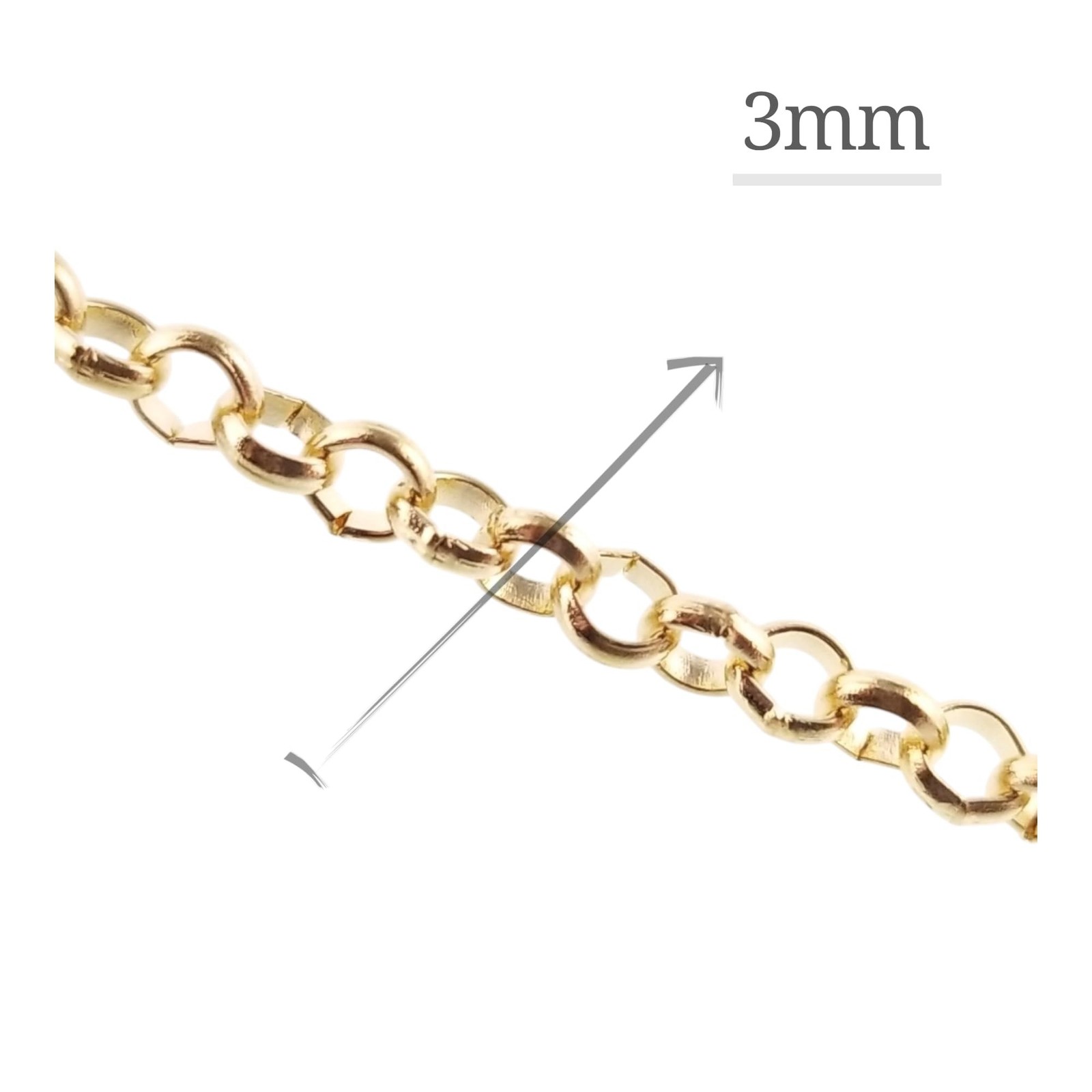 Gold Rolo Chain for Jewelry Making, 3 mm Craft Chain, 10 ft Mini Spool, Unsol…