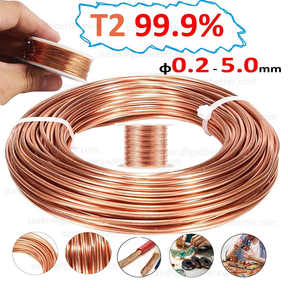 ROUND COPPER WIRE SOLID BARE PURE 0.2mm to 5.0mm Jewelry Making / Wire Craft