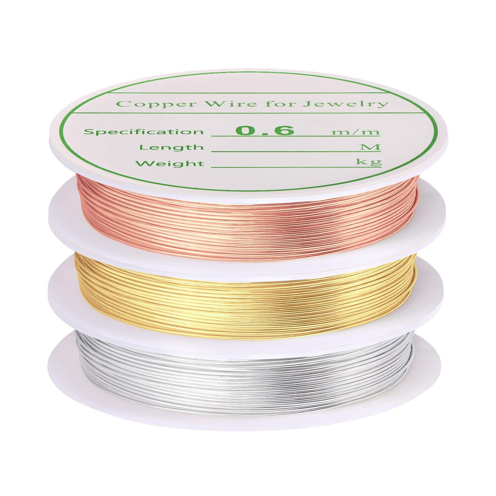 3 Pack Jewelry Wire – 22 Gauge Tarnish Resistant Copper Beading Wire for Jewelry