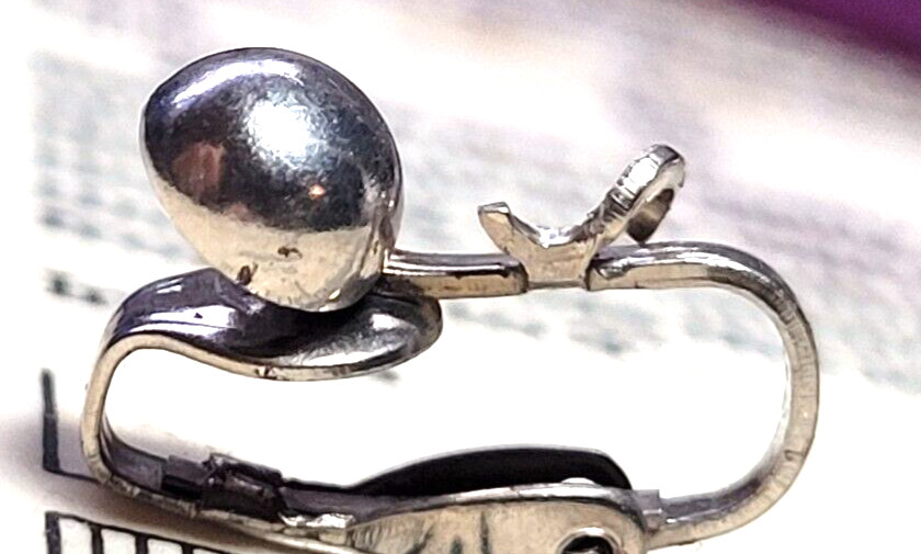 12 prs Nickel Silver 16 mm Clip-On Earring Backings 6.5 mm Half Ball Dangle Loop