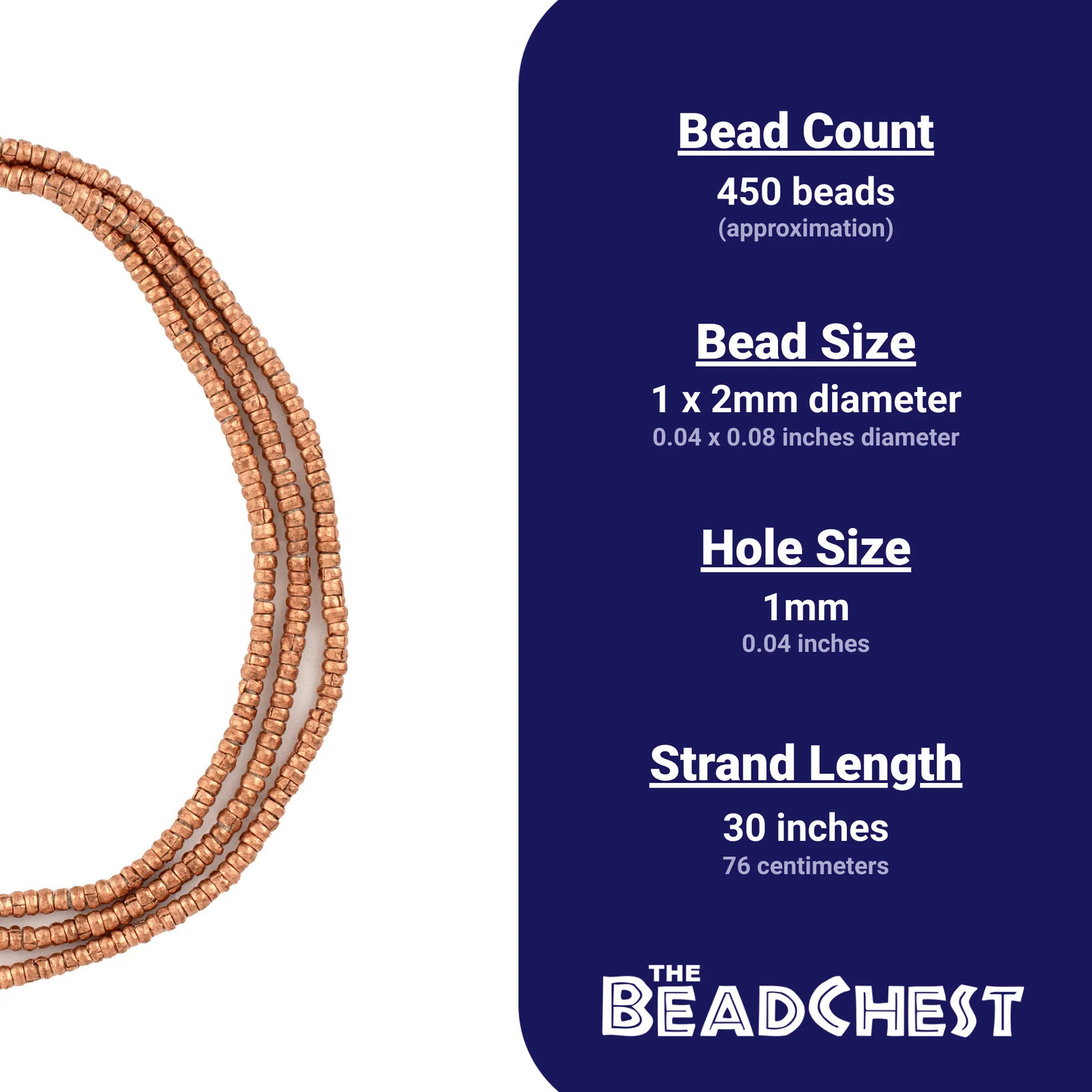 Copper Heishi Ethiopian Beads 2mm African 30 Inch Strand Handmade