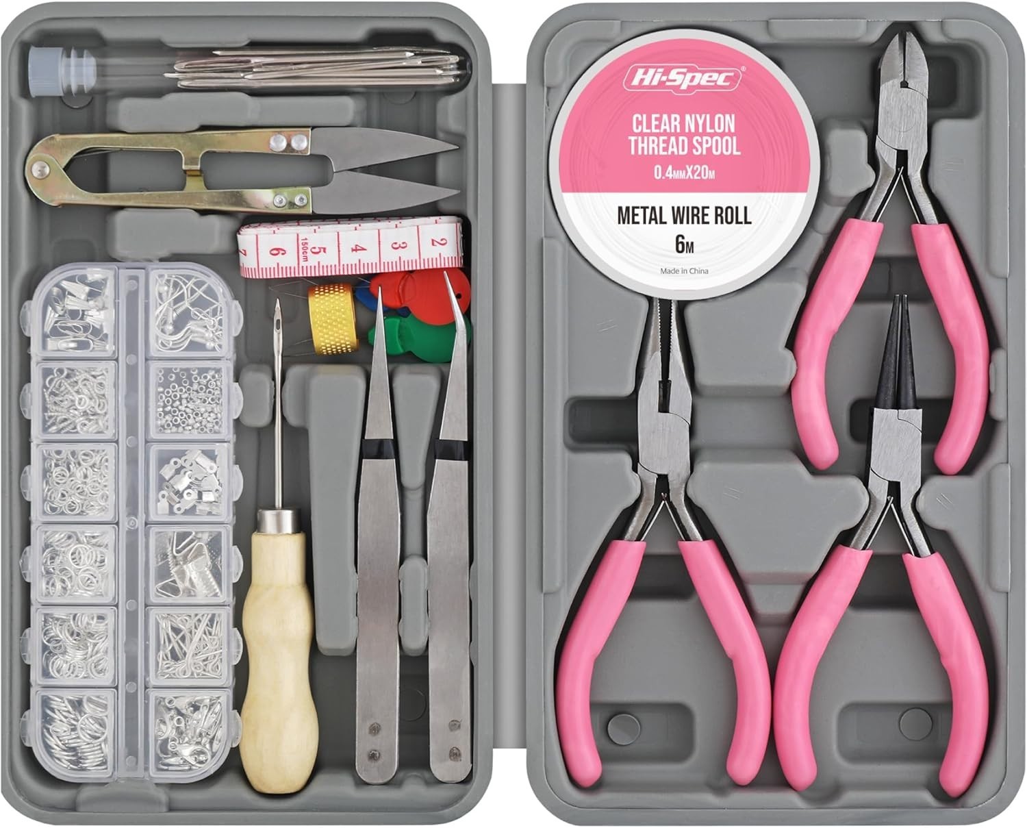 Hi-Spec Jewelry Making Supplies Kit with Findings, Pliers & Wire Set
