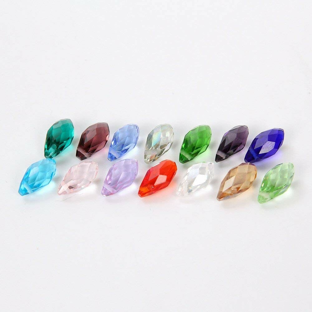 10 Teardrop Beads Glass Briolette Crystal Faceted 12mm Jewelry Supplies Mixed