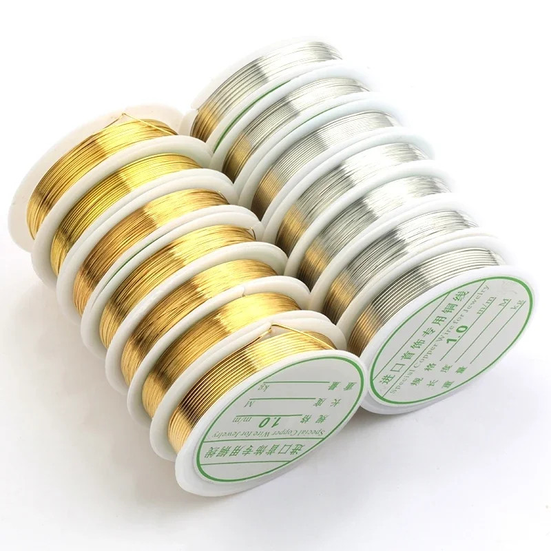 0.2Mm-1Mm Golden Silver Plated Copper Wire String Thread Metal Beading Wire for