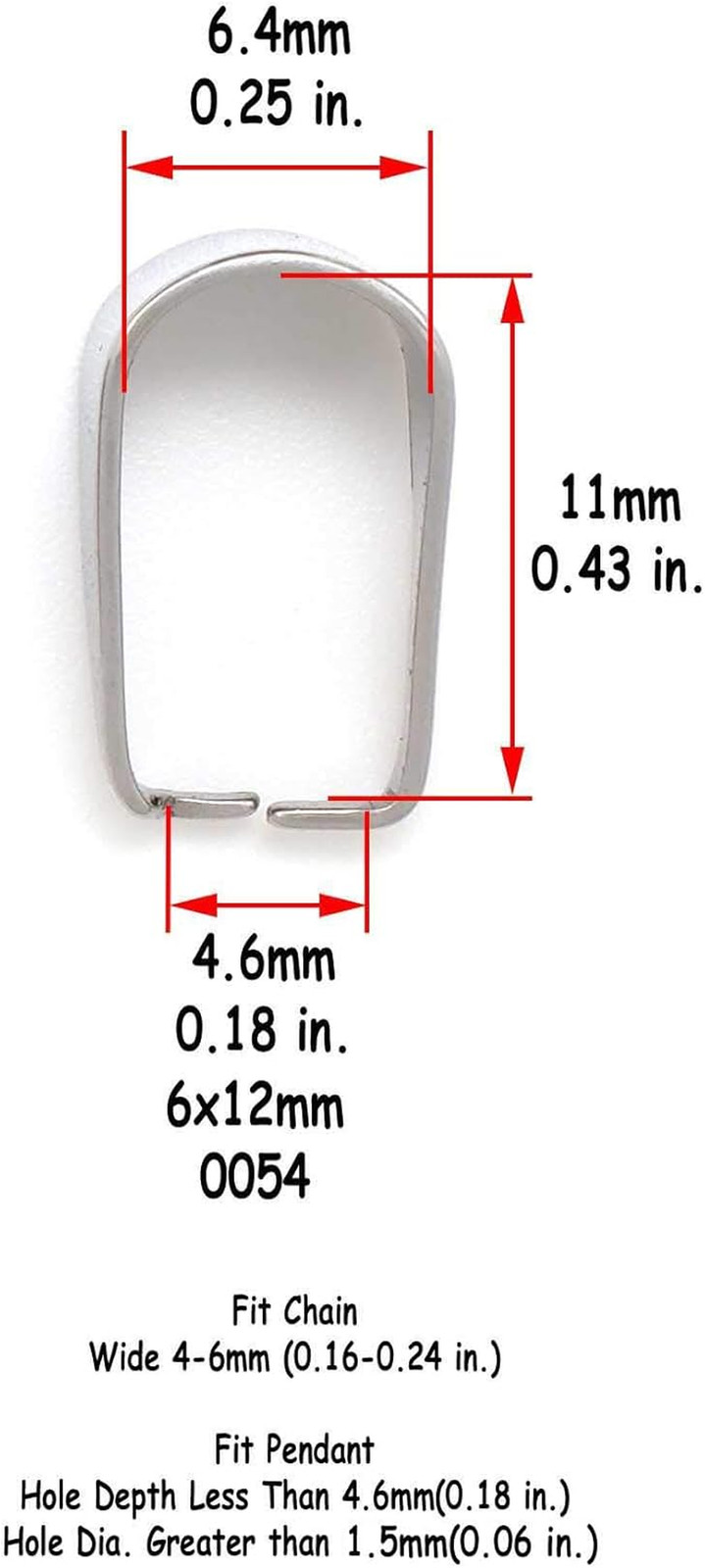 50PCS 304 Stainless Steel Pinch Bails for Pendant Charms, Snap Open Clips Bail,