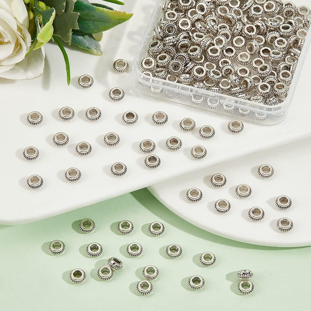 200Pcs 7.5Mm Silver Daisy Flower Spacer Beads for Jewelry Making, Hole: 3Mm