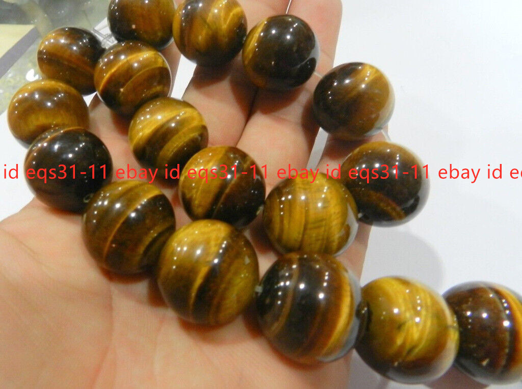 12/14/16/18/20MM NATURAL GENUINE YELLOW TIGER’S EYE GEMS ROUND LOOSE BEADS 15″