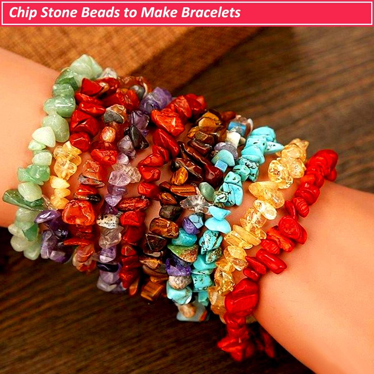 1200PCS Natural Chip Stone Beads, Irregular Gemstone Loose Beads in 20 Colors