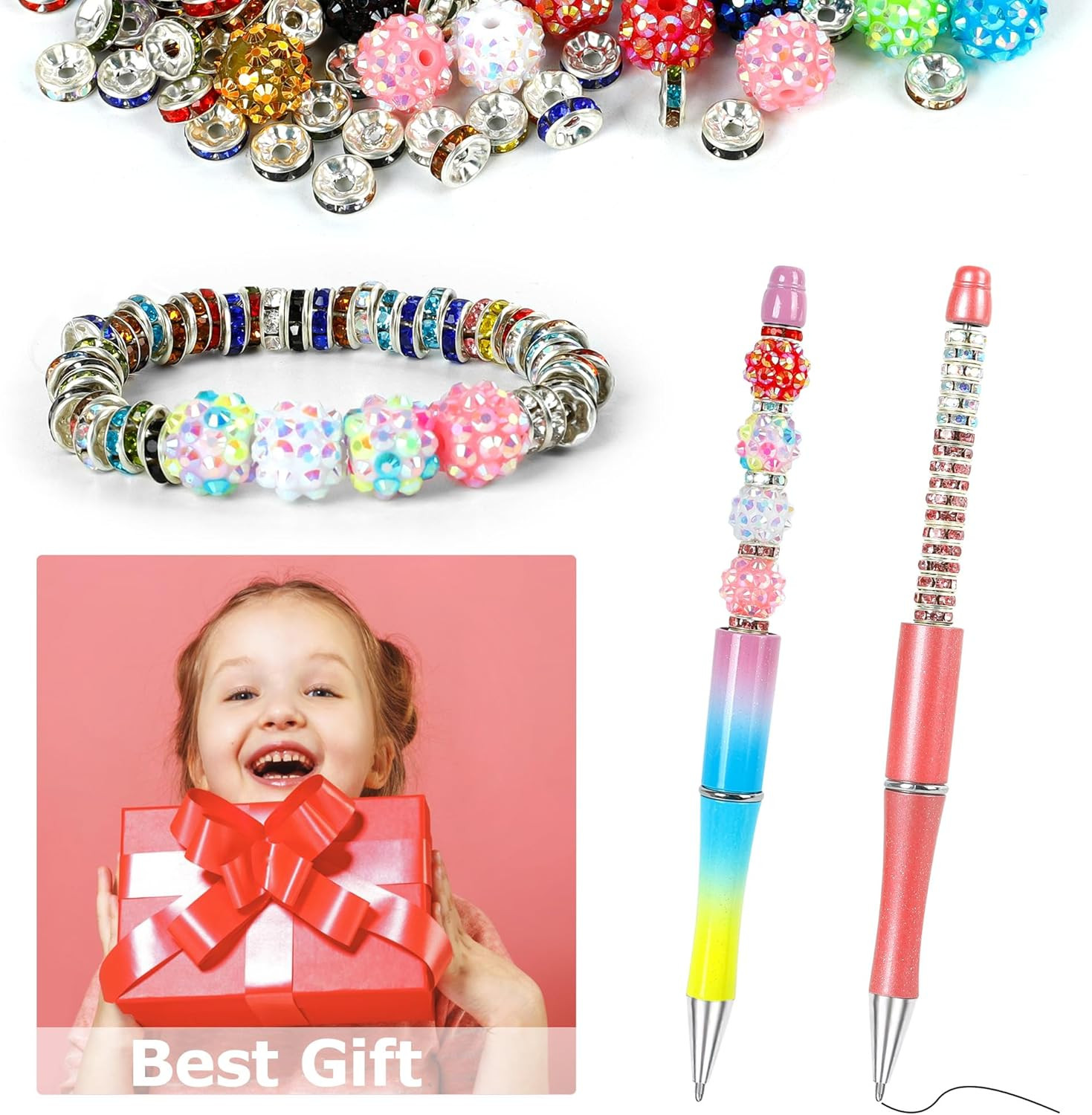 500 Pcs Beads for Pens – Focal Bead for Beaded Pens, Rhinestone Beads