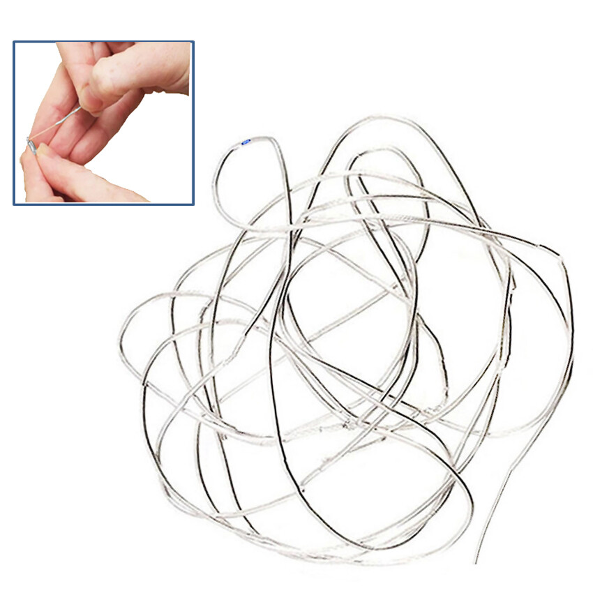 Silver French Wire Fine 0.8 Mm 14″ Reinforced Bead Cord, Gimp, Bullion