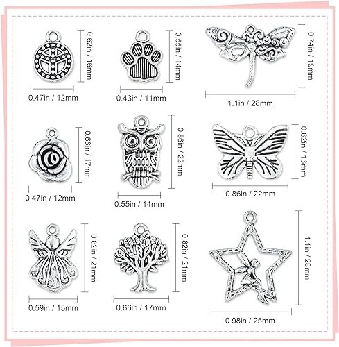 200 PCS Wholesale Bulk Lot Jewelry Making Charms Mixed Smooth Tibetan Silver New