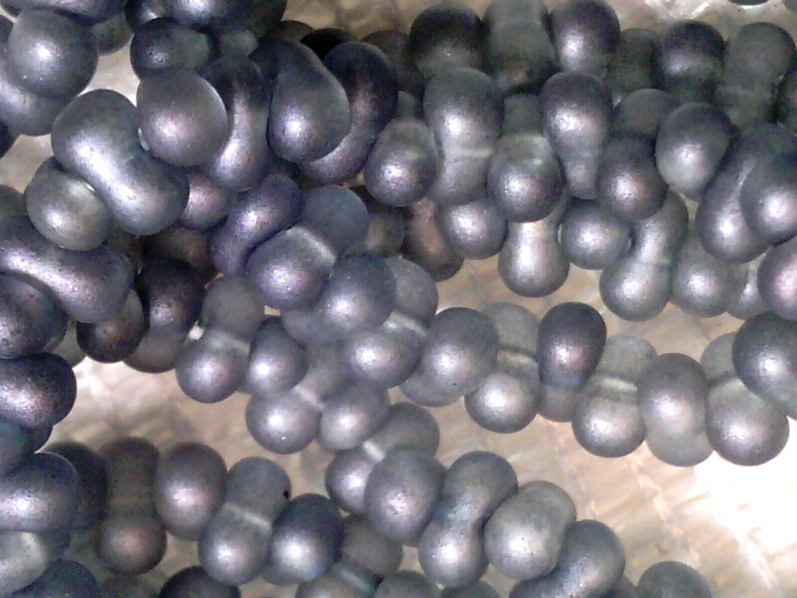 Vtg 4 strands MATTE BLACK DIAMOND GLASS FARFALLE BEADS 2X4mm CZECH! #072112d