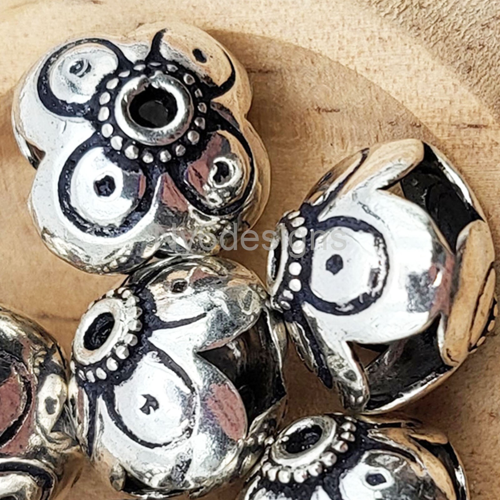 ONE Sterling Silver Bali Spacer Beads 13x10mm Rondelle .925 Lovely Bead Jewelry