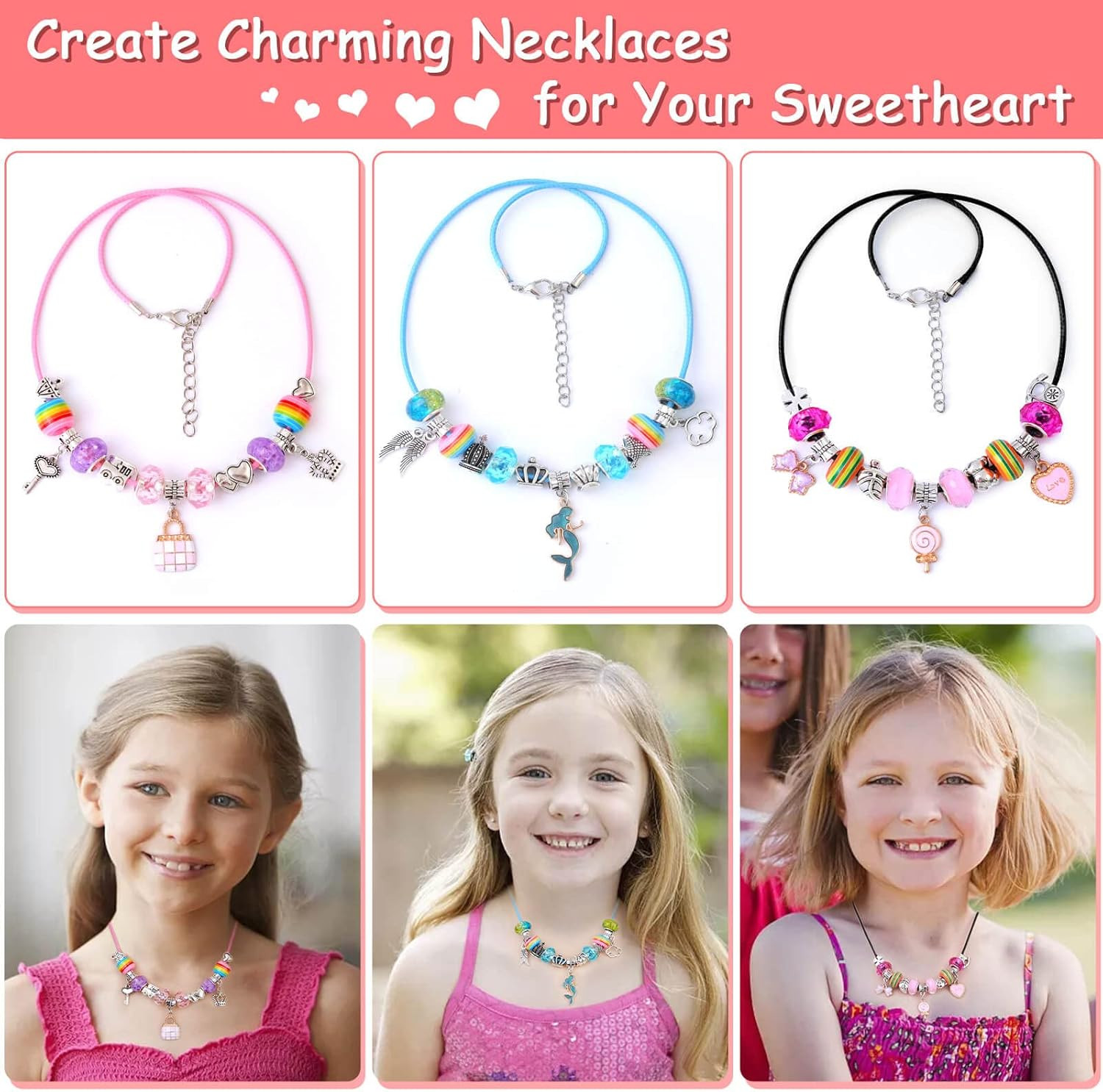 180 Pcs Unicorn Mermaid Crafts Charm Bracelet Kit for Girls – DIY Jewelry Makin