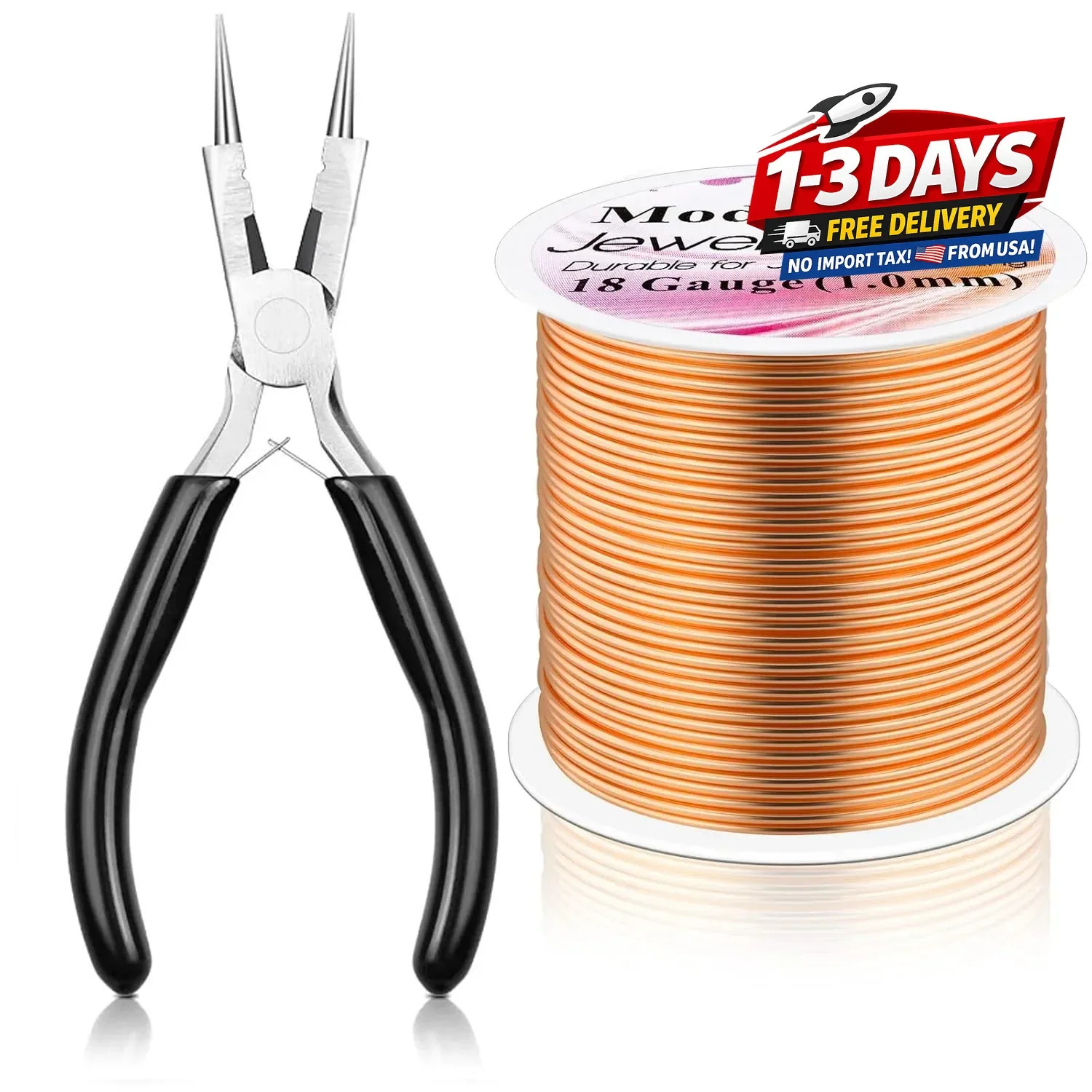 Bare Copper Round Wire 18 Gauge Copper Wire for Jewelry Making with 4 in 1 Plier