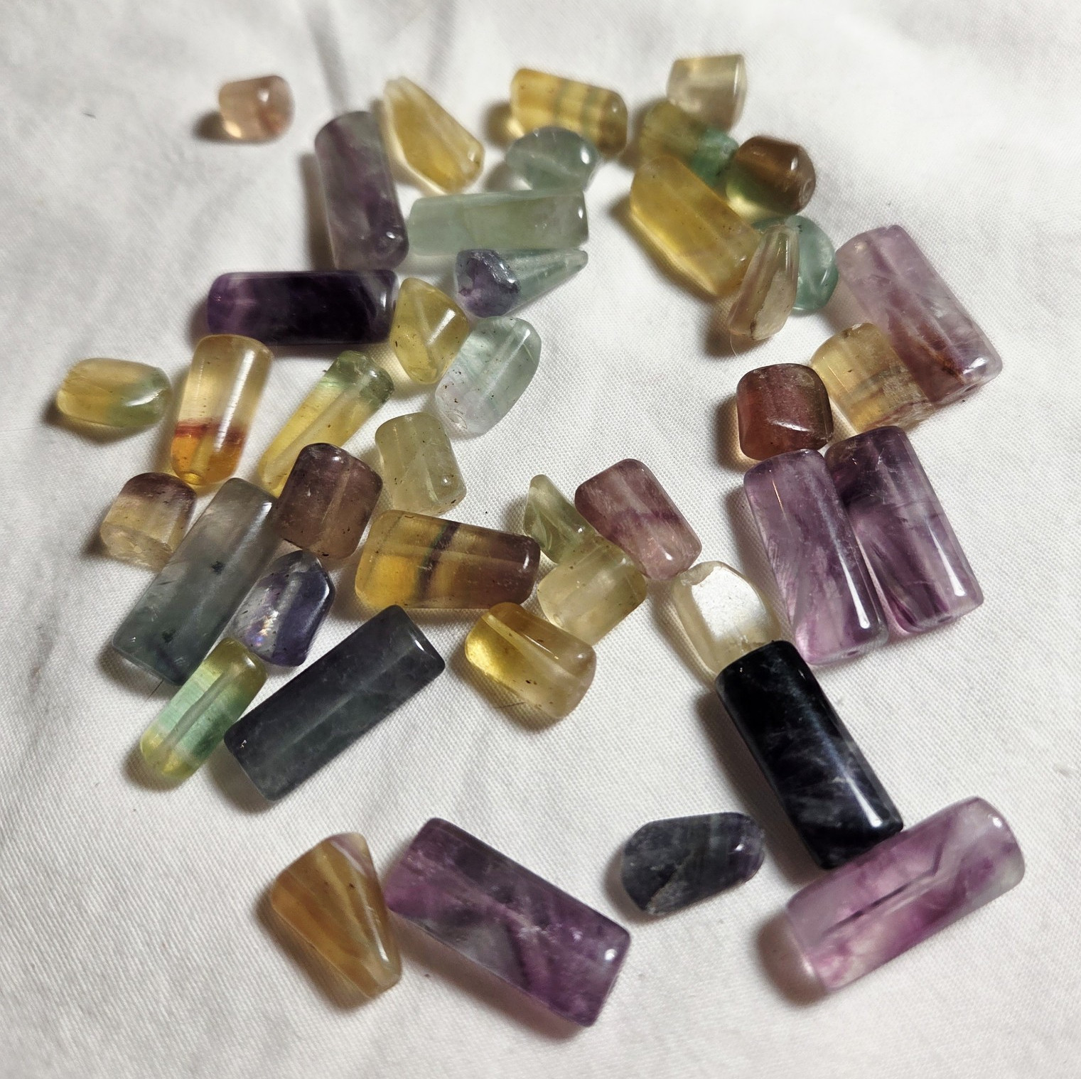 Multicolor Fluorite Rectangle Tube Beads 7mm Polished 2mm Hole Loose