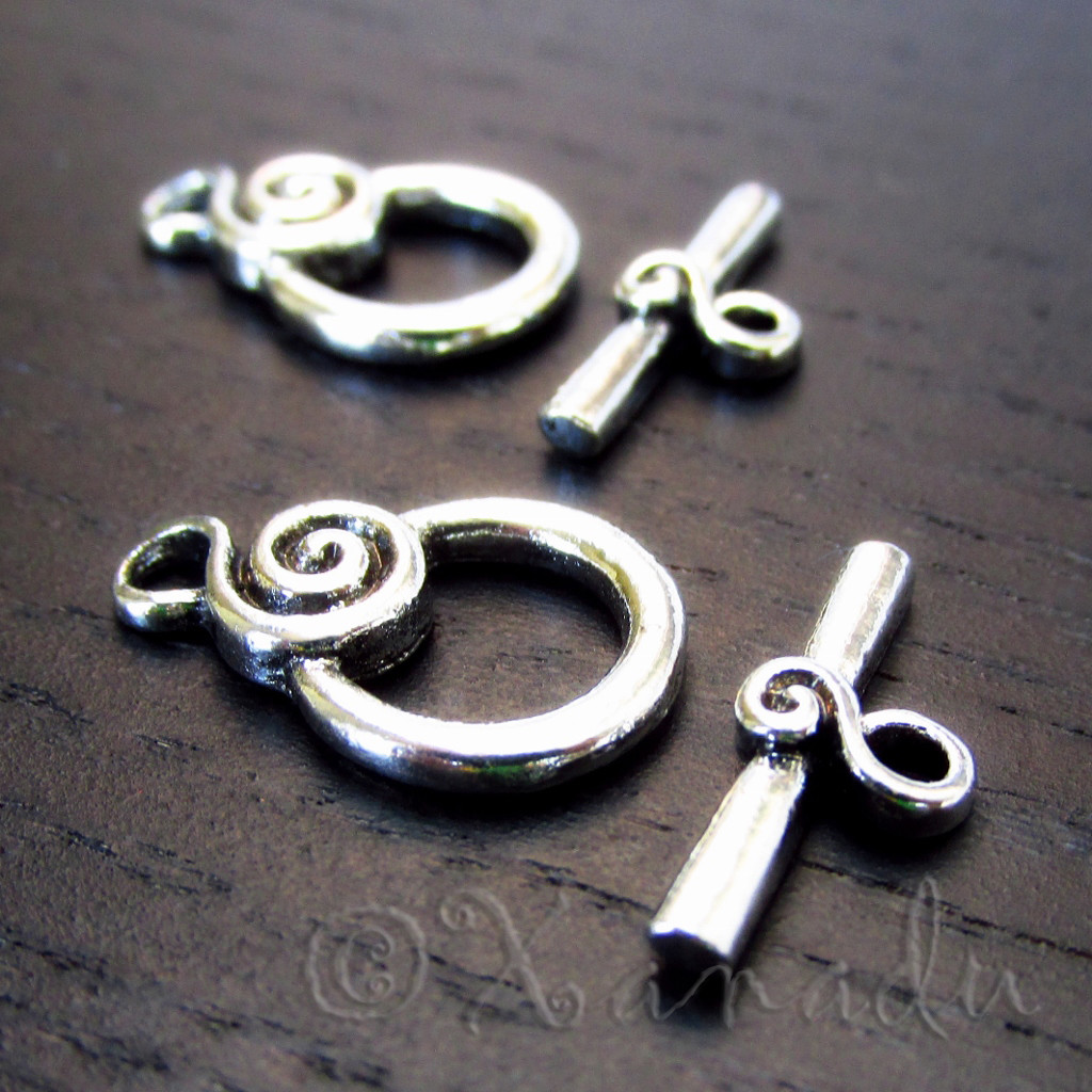 Spiral Toggle Clasp Antiqued Silver Plated Findings F7003 – 10, 20 Or 50Sets