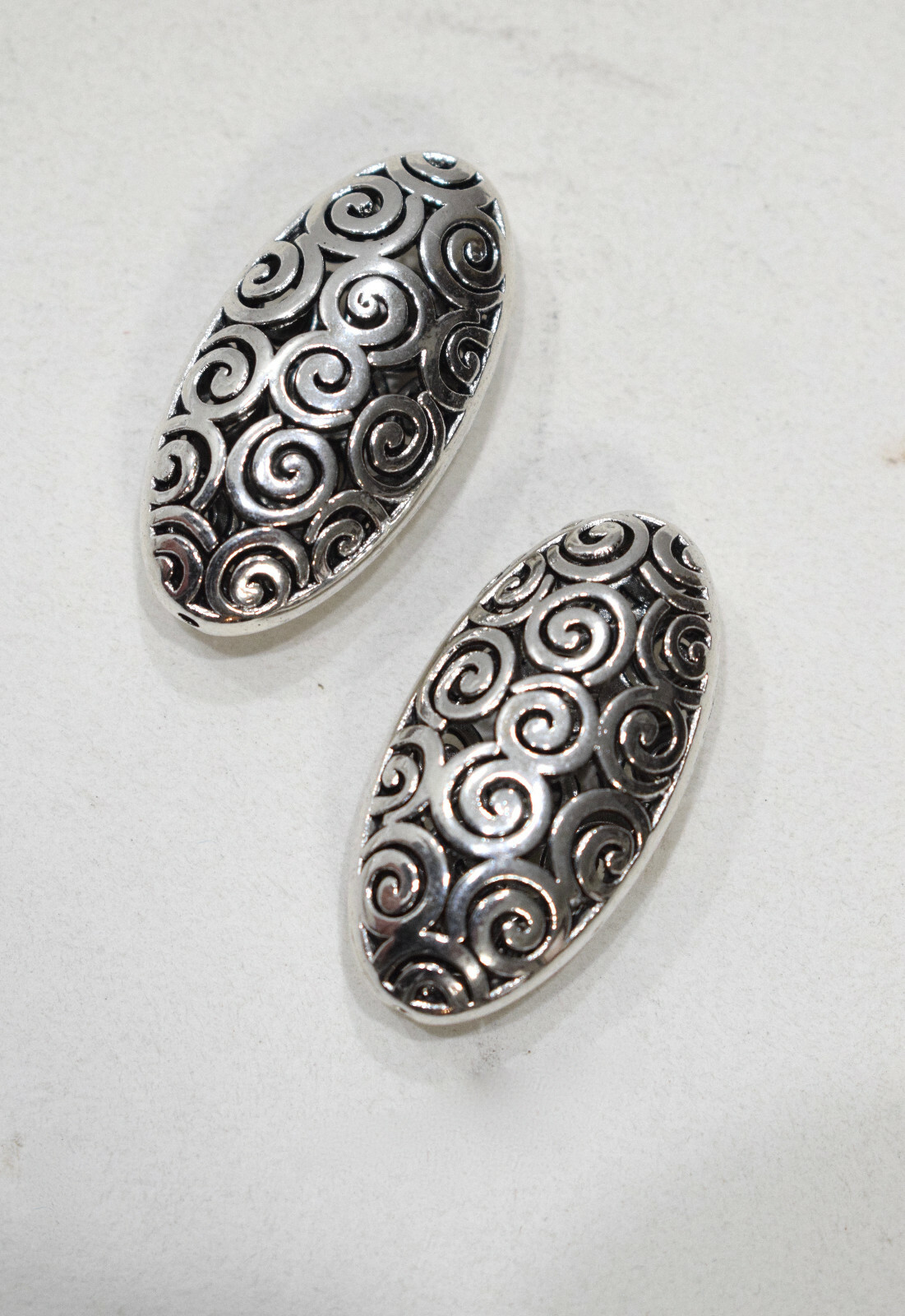 Beads Chinese Silver Large Scroll Beads 42mm