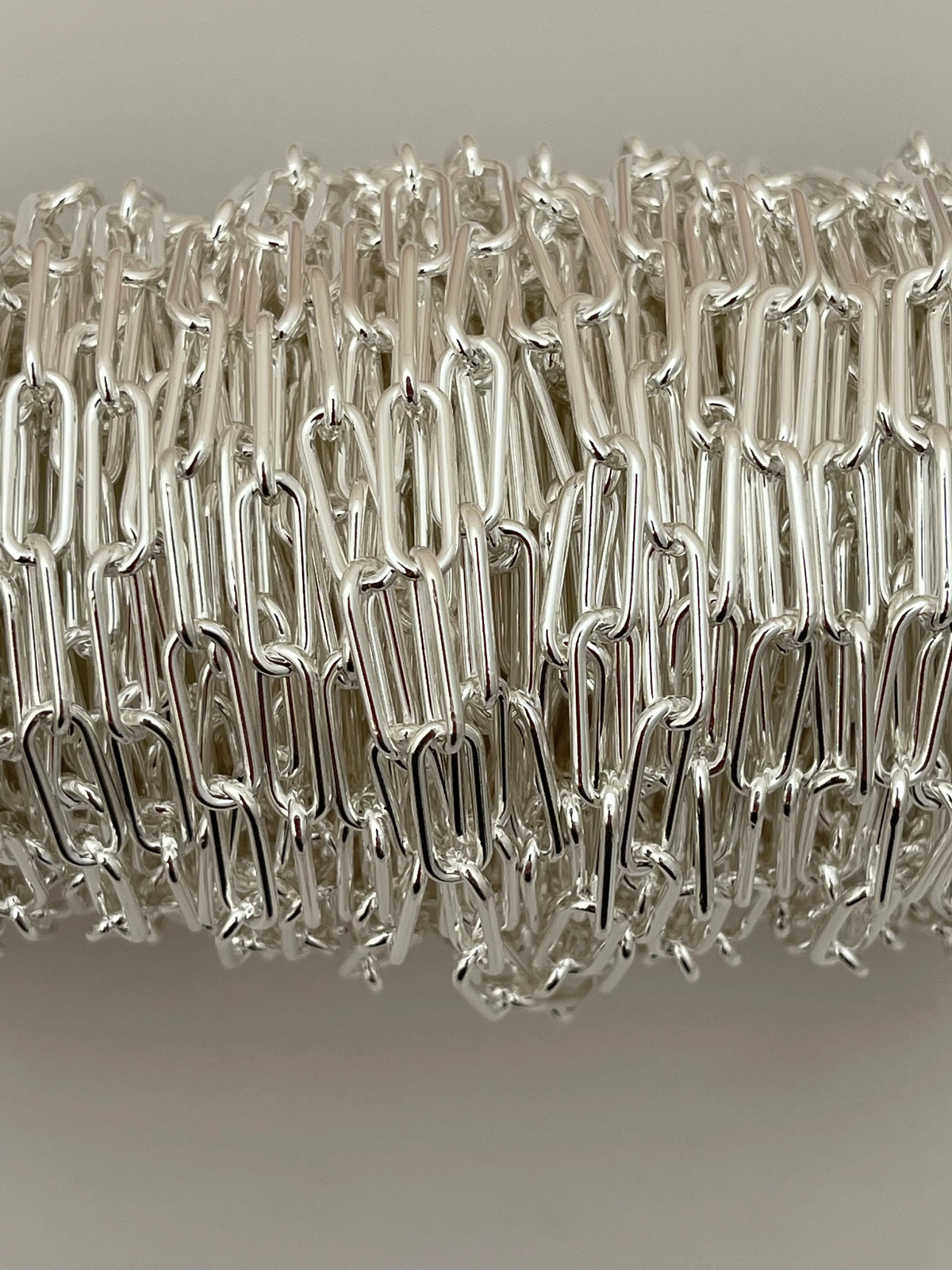 925 Sterling Silver Chain |1 Foot Long | Silver Rectangle Chain Round Wire | Siz