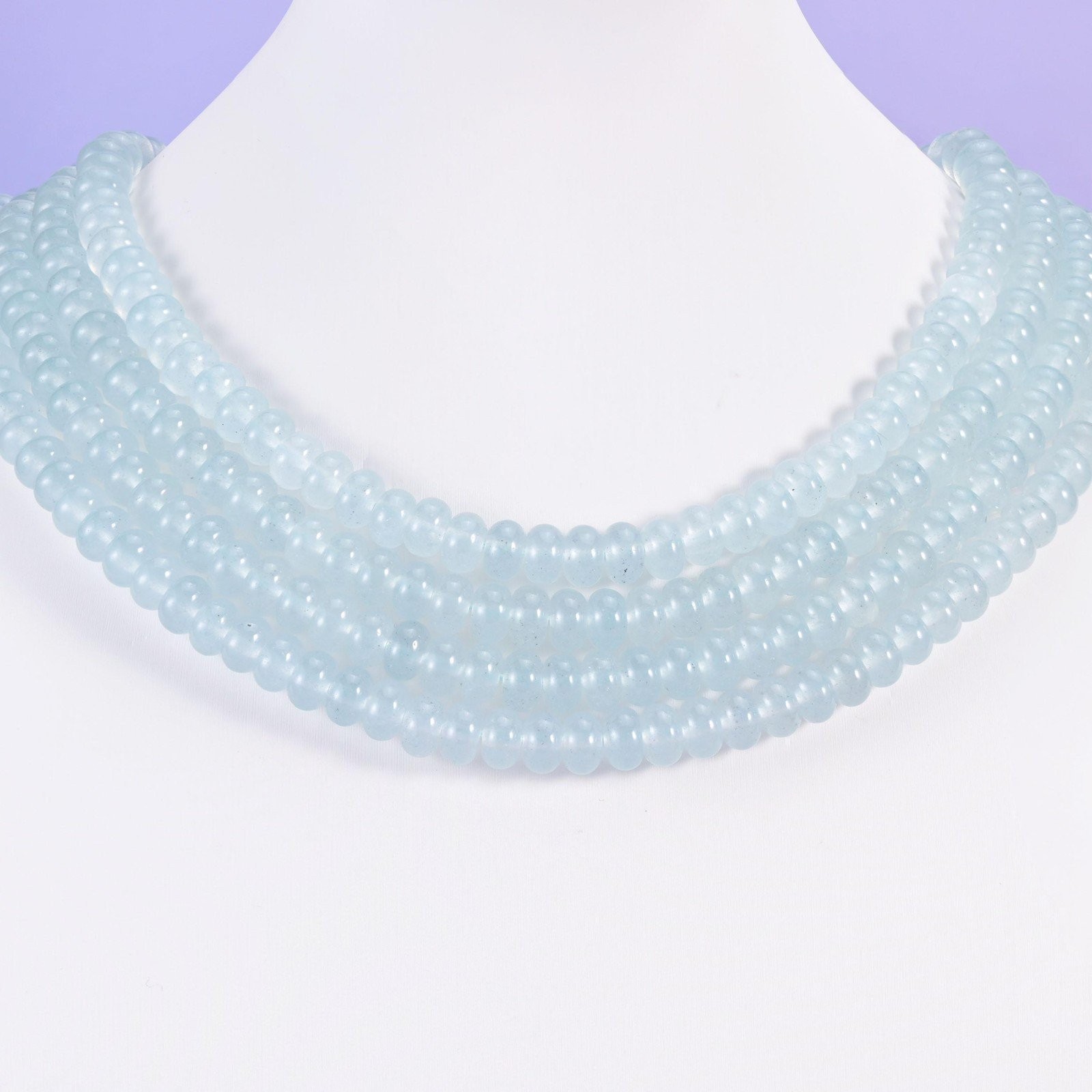 Baby Blue Dyed Jade Smooth Rondelle Beads Jewelry Making Size 5x8mm 15″ Strand