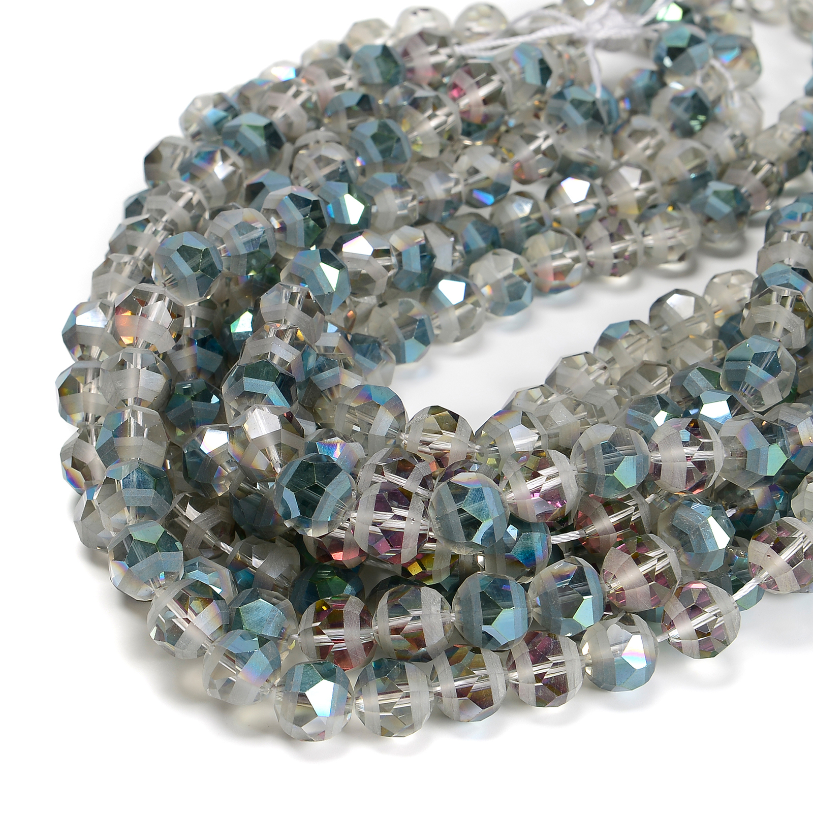 Multi-Color Crystal Glass Matte Faceted Round Beads 8mm 10mm 12mm 15.5″ Strand