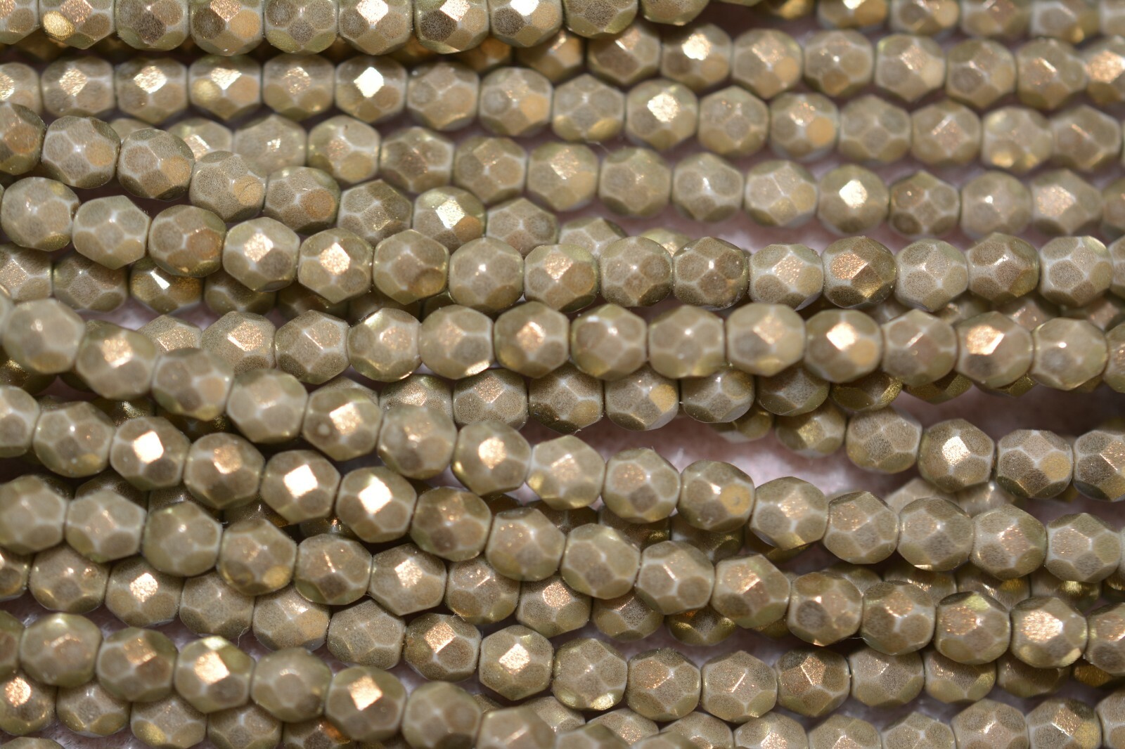 Czech Fire Polished 4mm round faceted glass beads – Halo Ethereal Linen