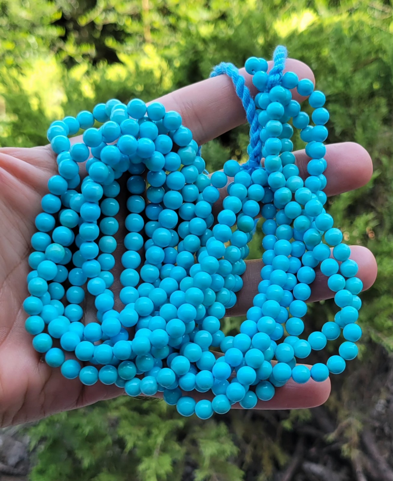 One Strand 100% Natural Sleeping Beauty Turquoise Round Beads 6.5-7mm