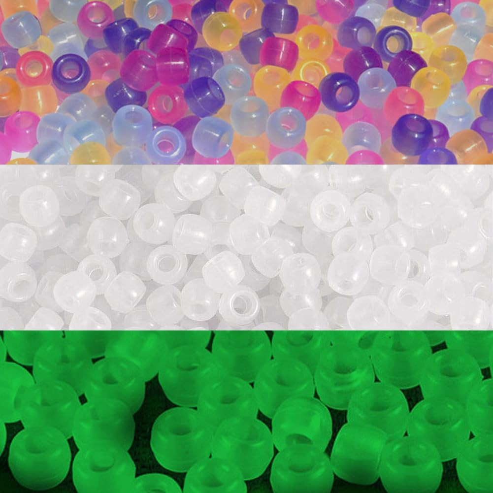 1000 Pcs UV Beads Color Changing Beads UV Reactive Plastic Luminous Pony Beads,